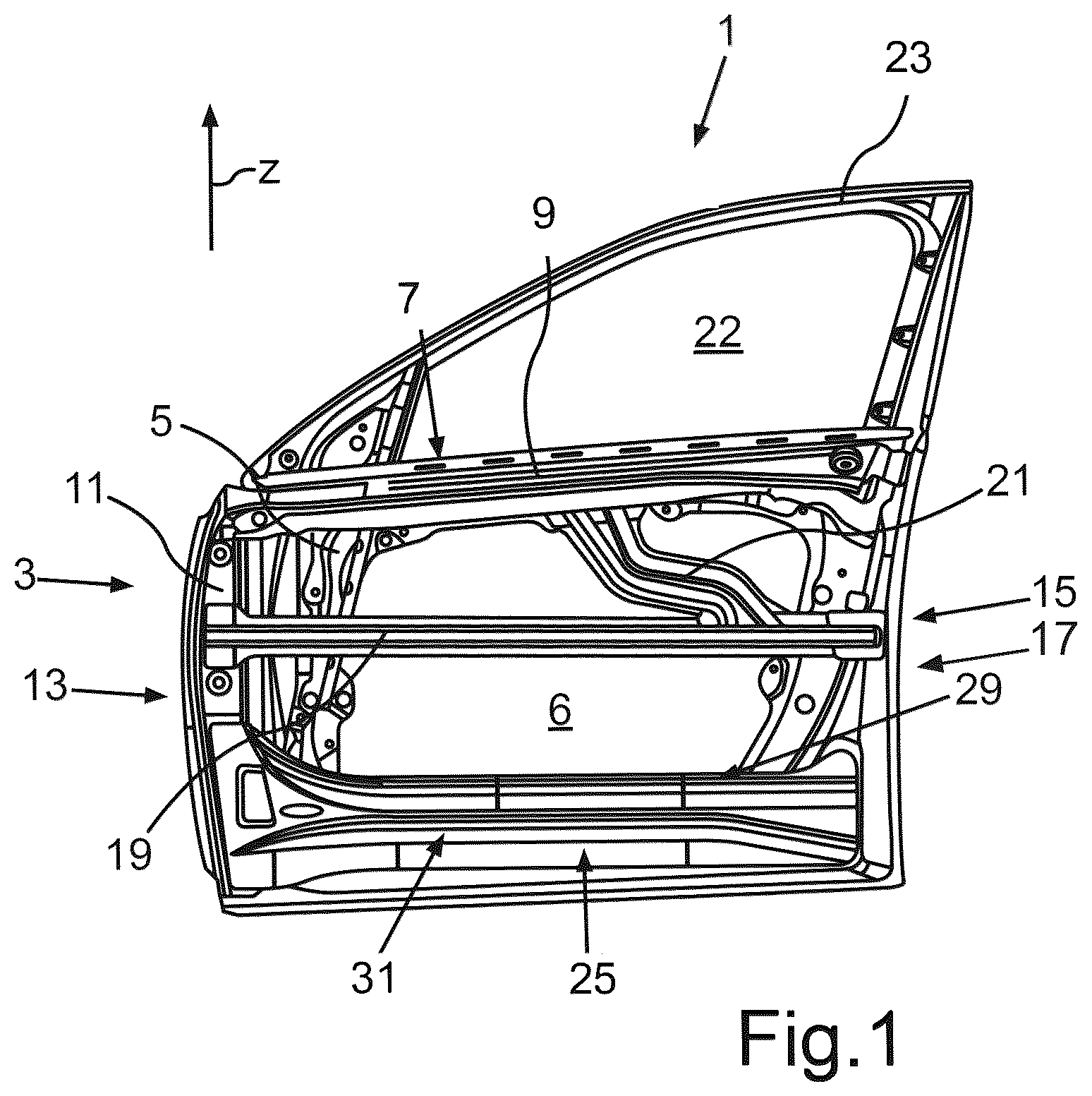Patent US12377718 Figure 1 – Motor vehicle having a side door