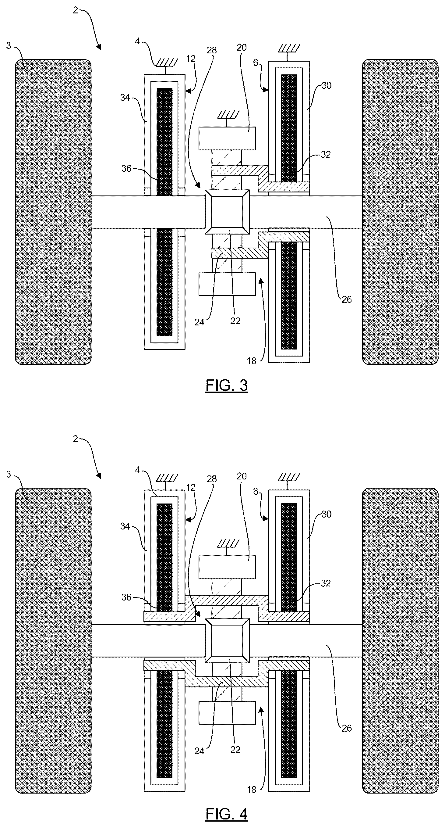Patent US12377719 Figure 2 – Drive device for a drive shaft comprising two rotating machines