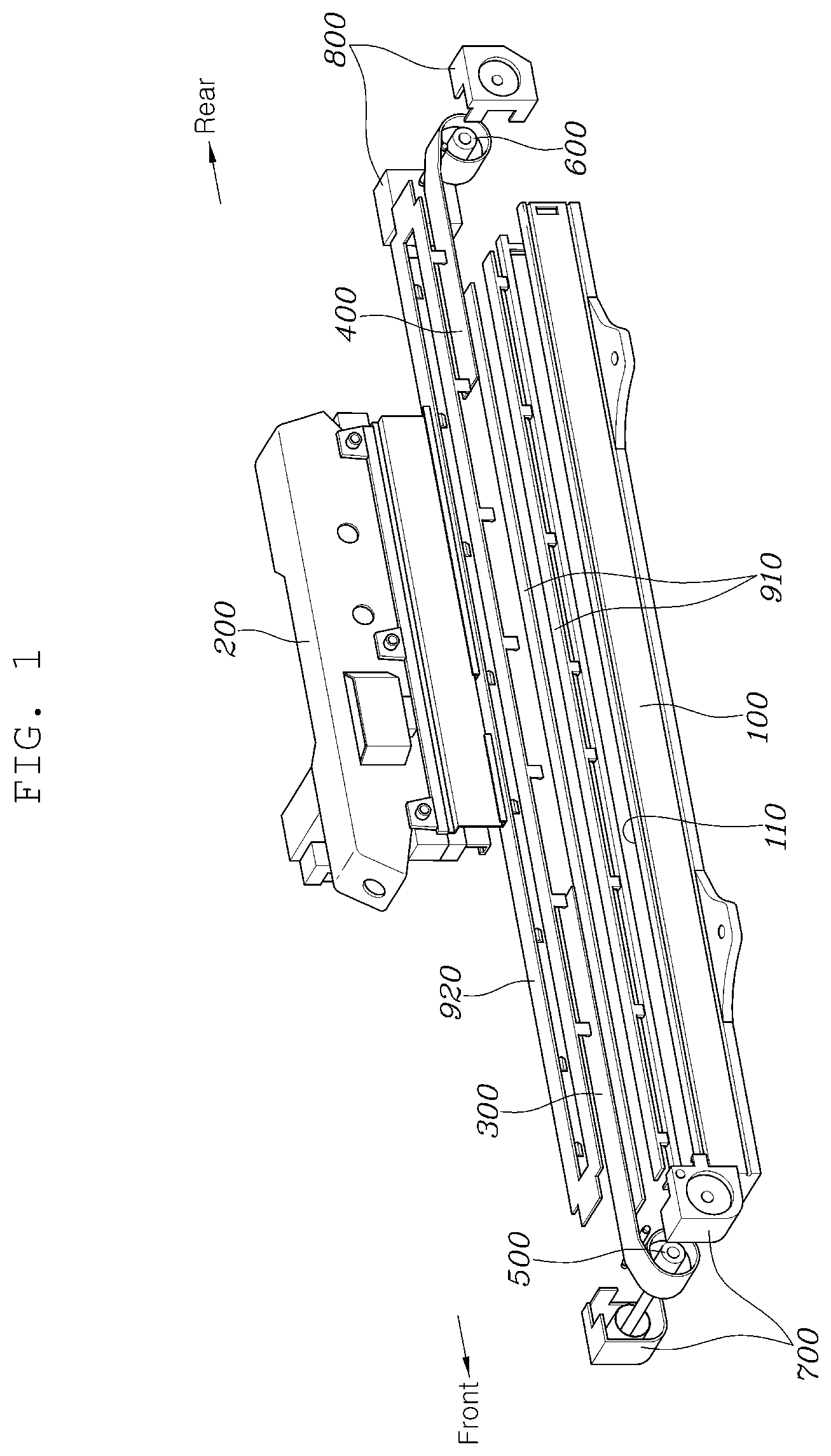 Patent US12377759 Figure 1 – Seat rail for vehicle