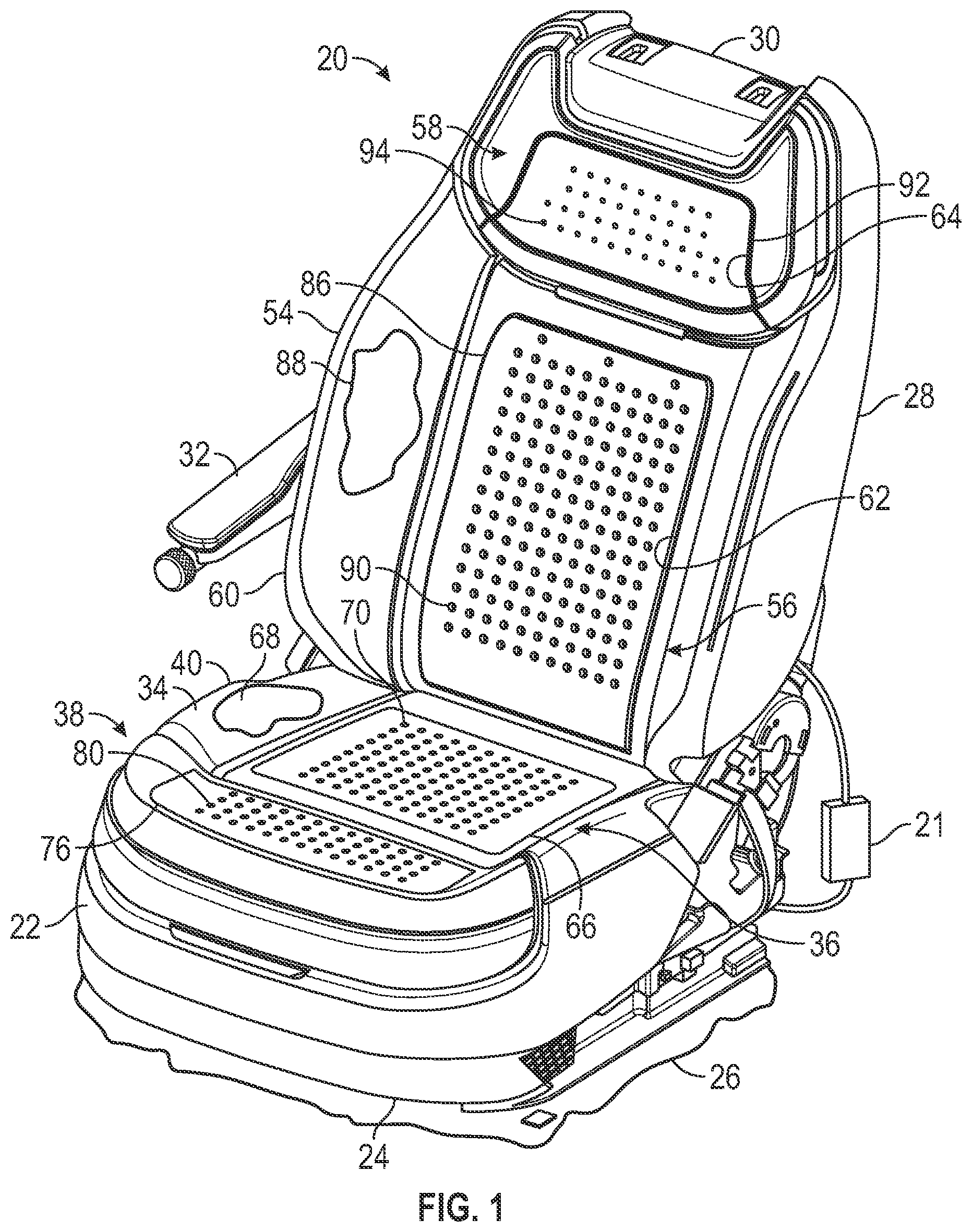 Patent US12377764 Figure 1 – Ventilated seat and method of making