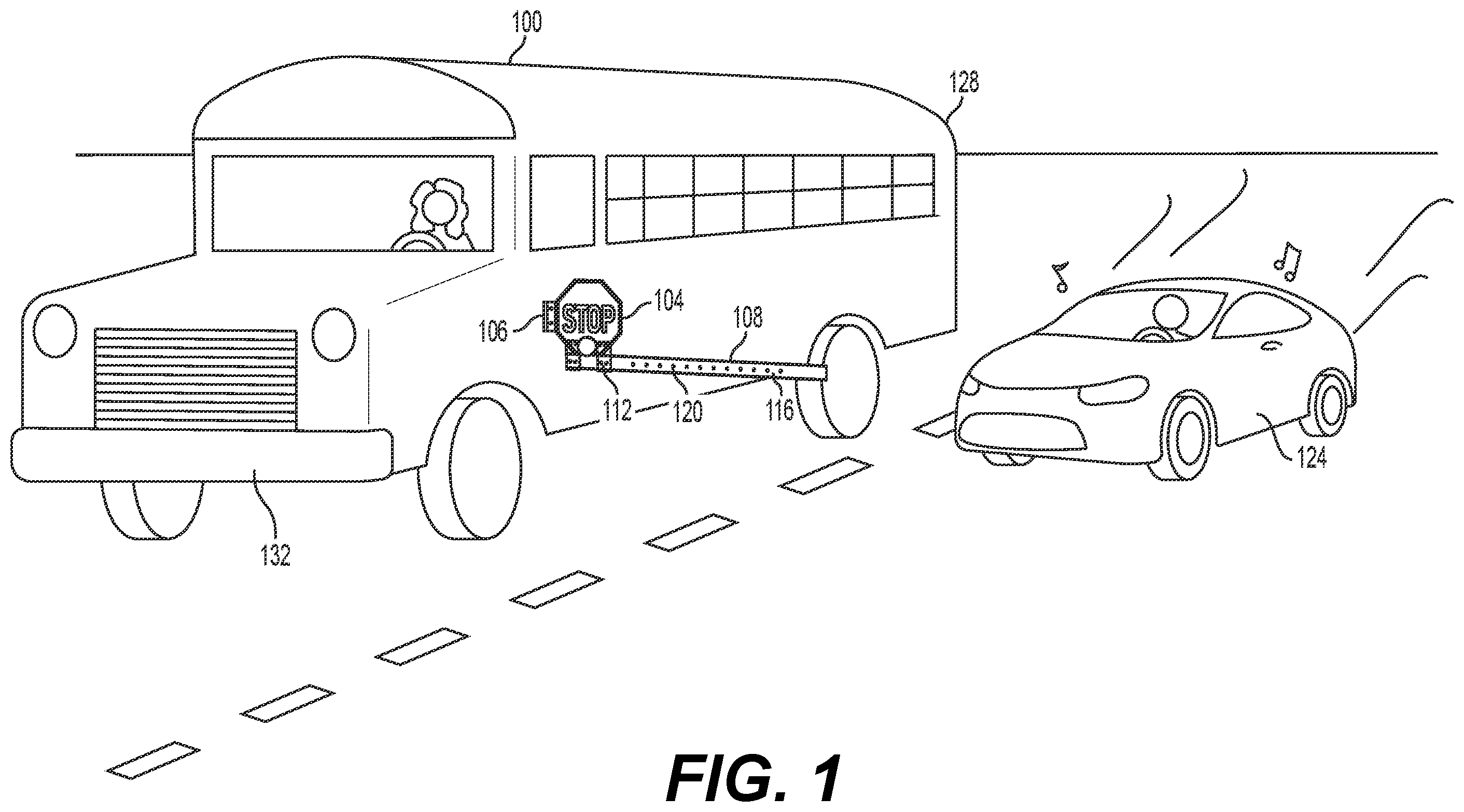 Patent US12377774 — School bus safety devices and systems — Figure 1