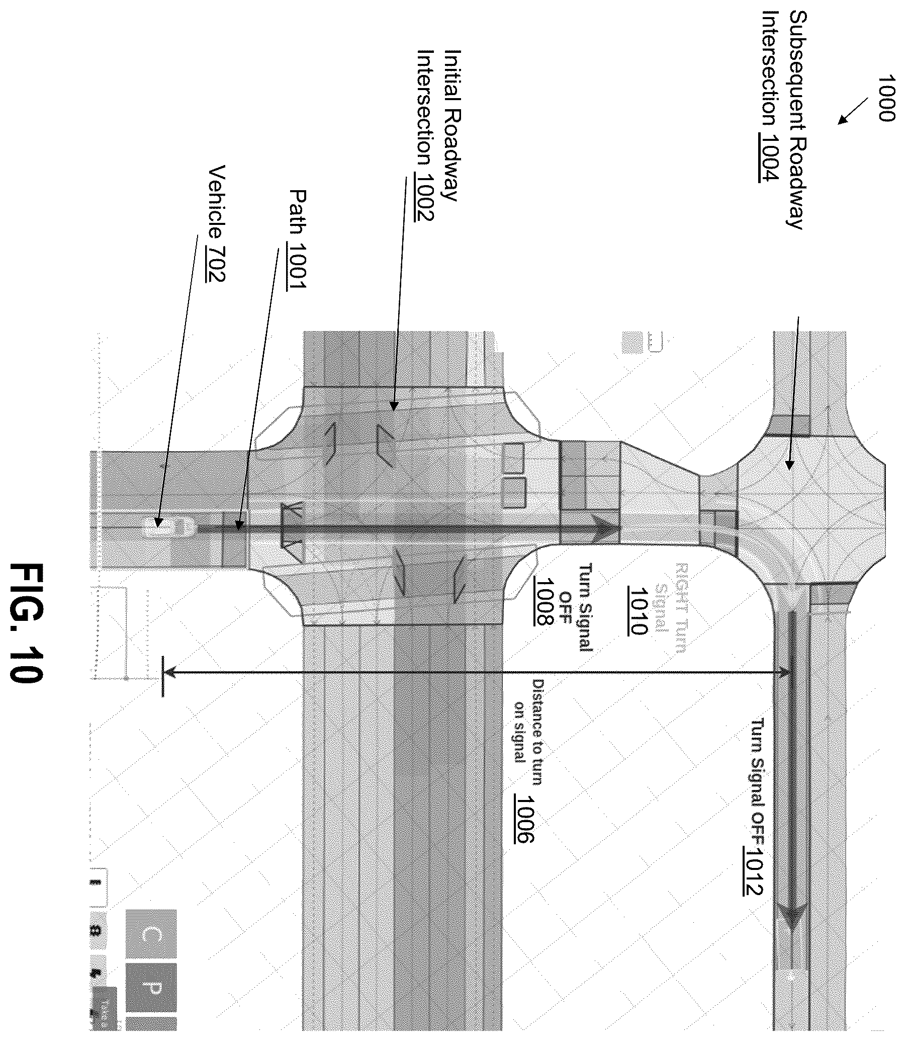 Patent US12377776 Figure 10 – Turn signal assignment for complex maneuvers