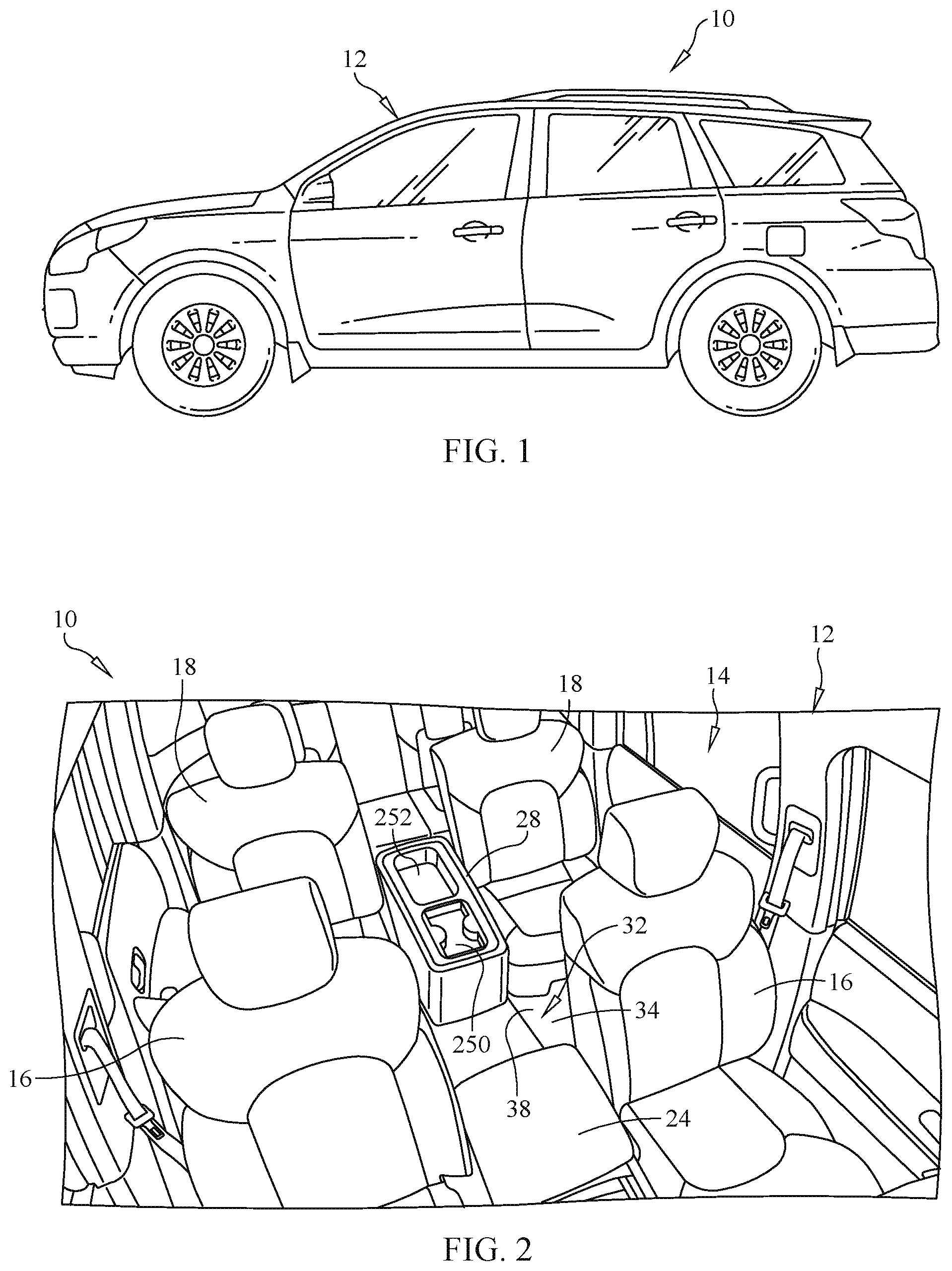 Patent US12377786 Figure 1 – Center console assembly
