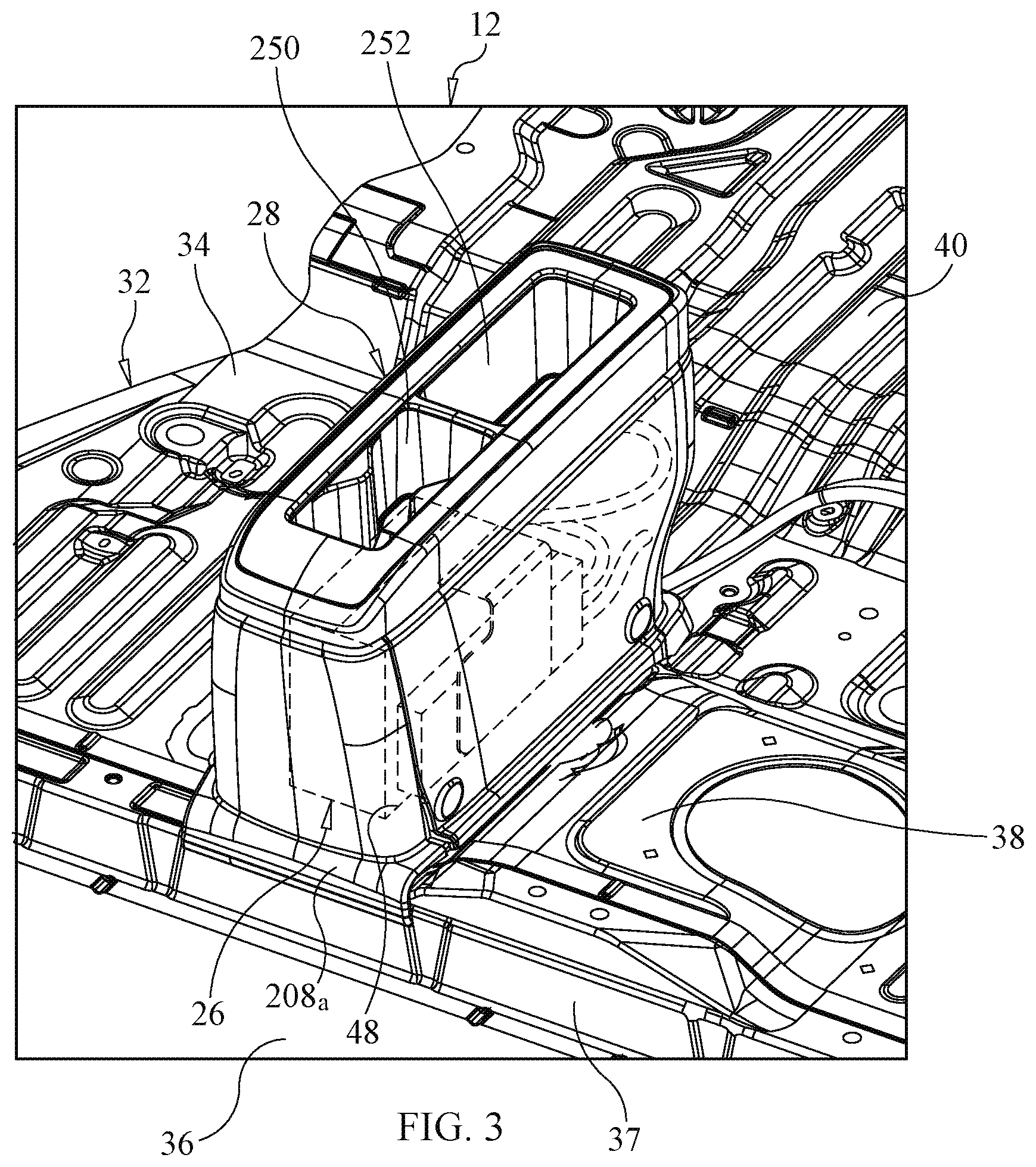 Patent US12377786 Figure 2 – Center console assembly