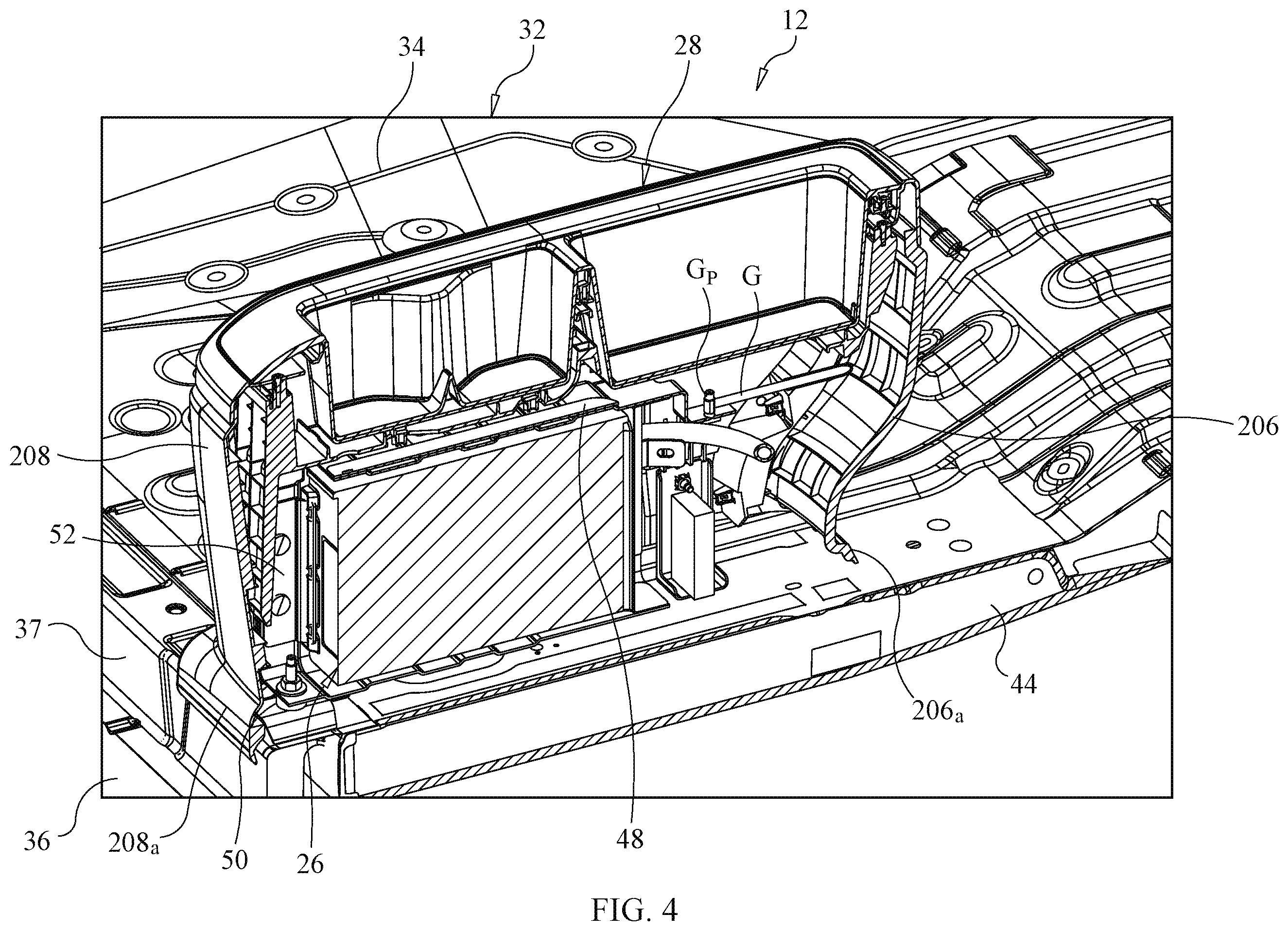 Patent US12377786 Figure 3 – Center console assembly