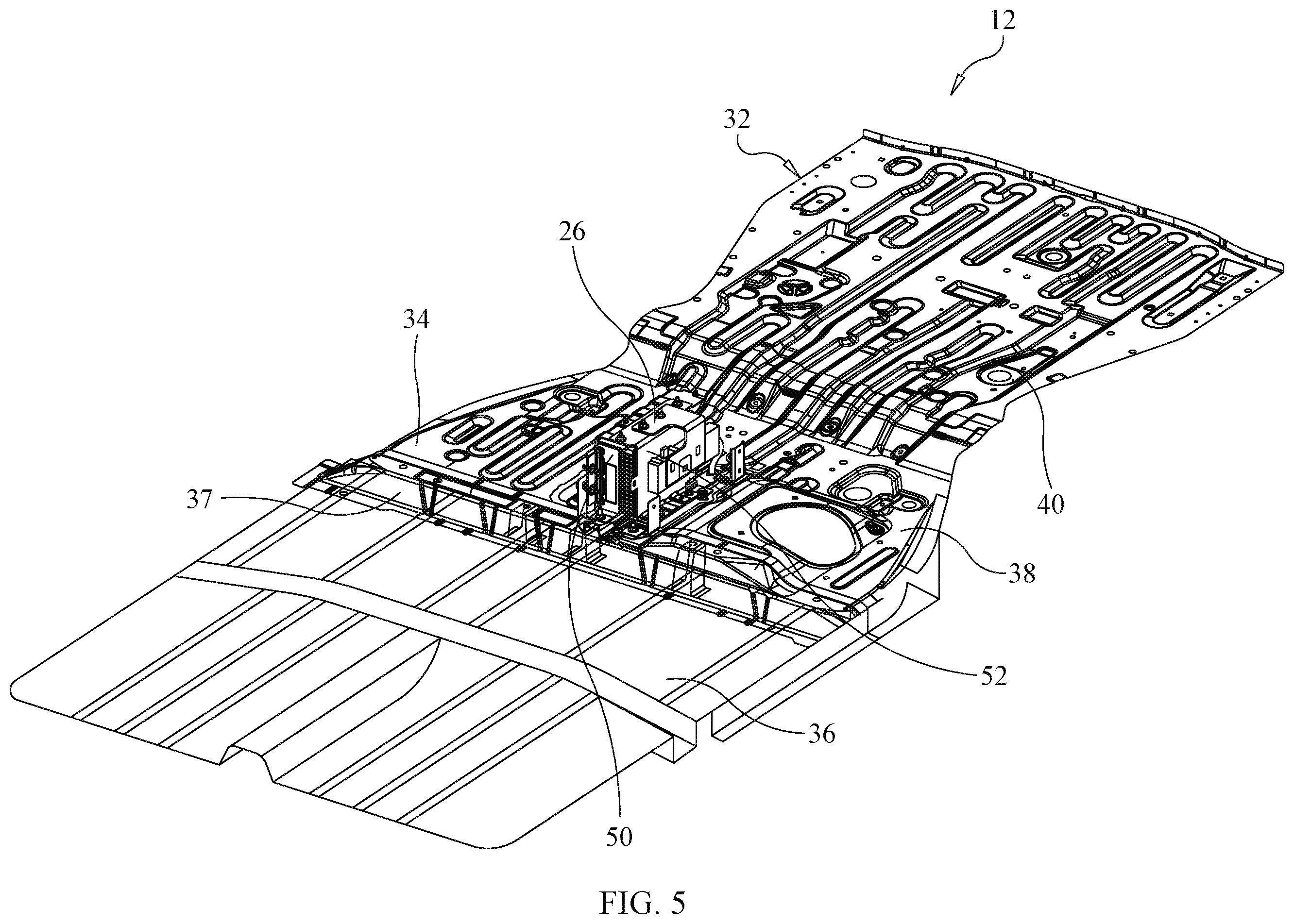Patent US12377786 Figure 4 – Center console assembly