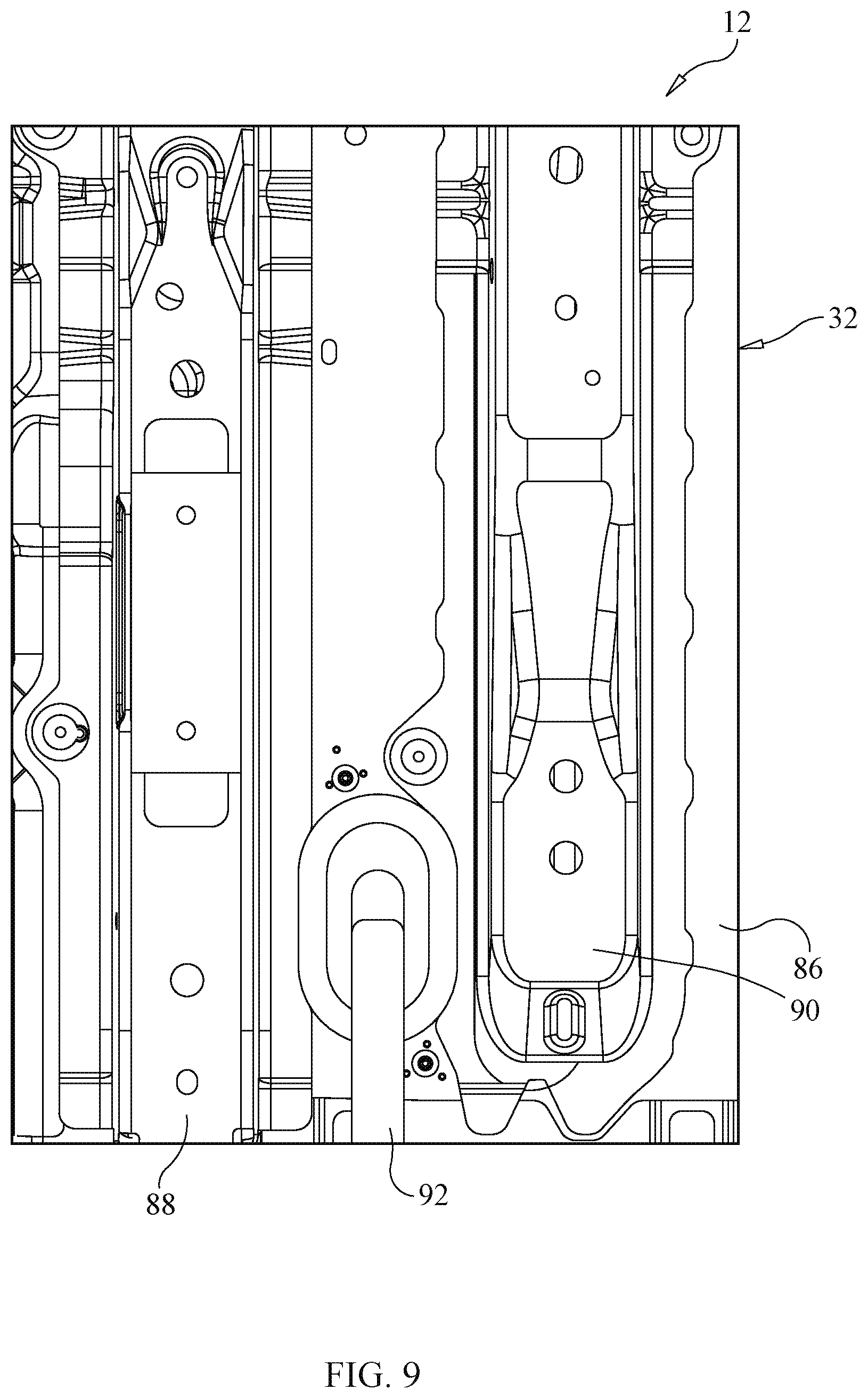 Patent US12377786 Figure 8 – Center console assembly