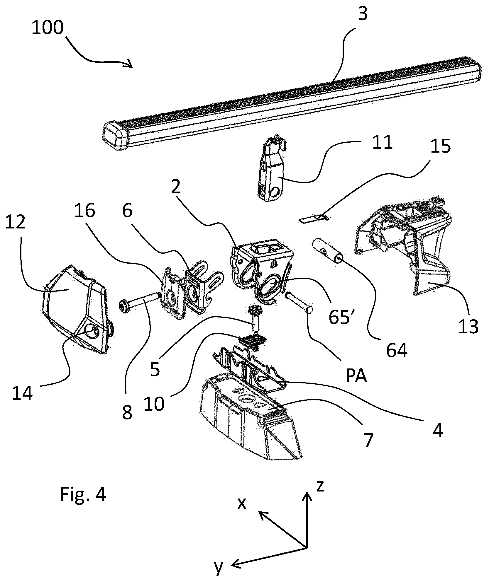 Patent US12377788 Figure 3 – Roof rack foot assembly for a roof rack and a roof rack for a vehicle