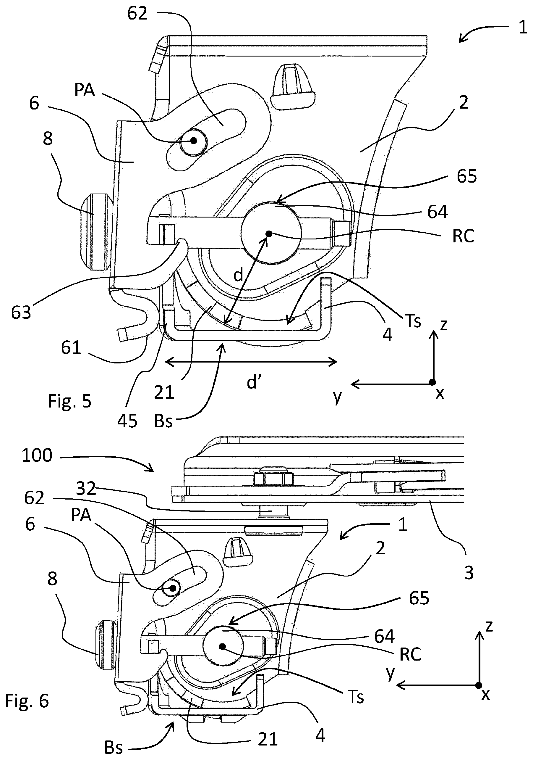 Patent US12377788 Figure 4 – Roof rack foot assembly for a roof rack and a roof rack for a vehicle