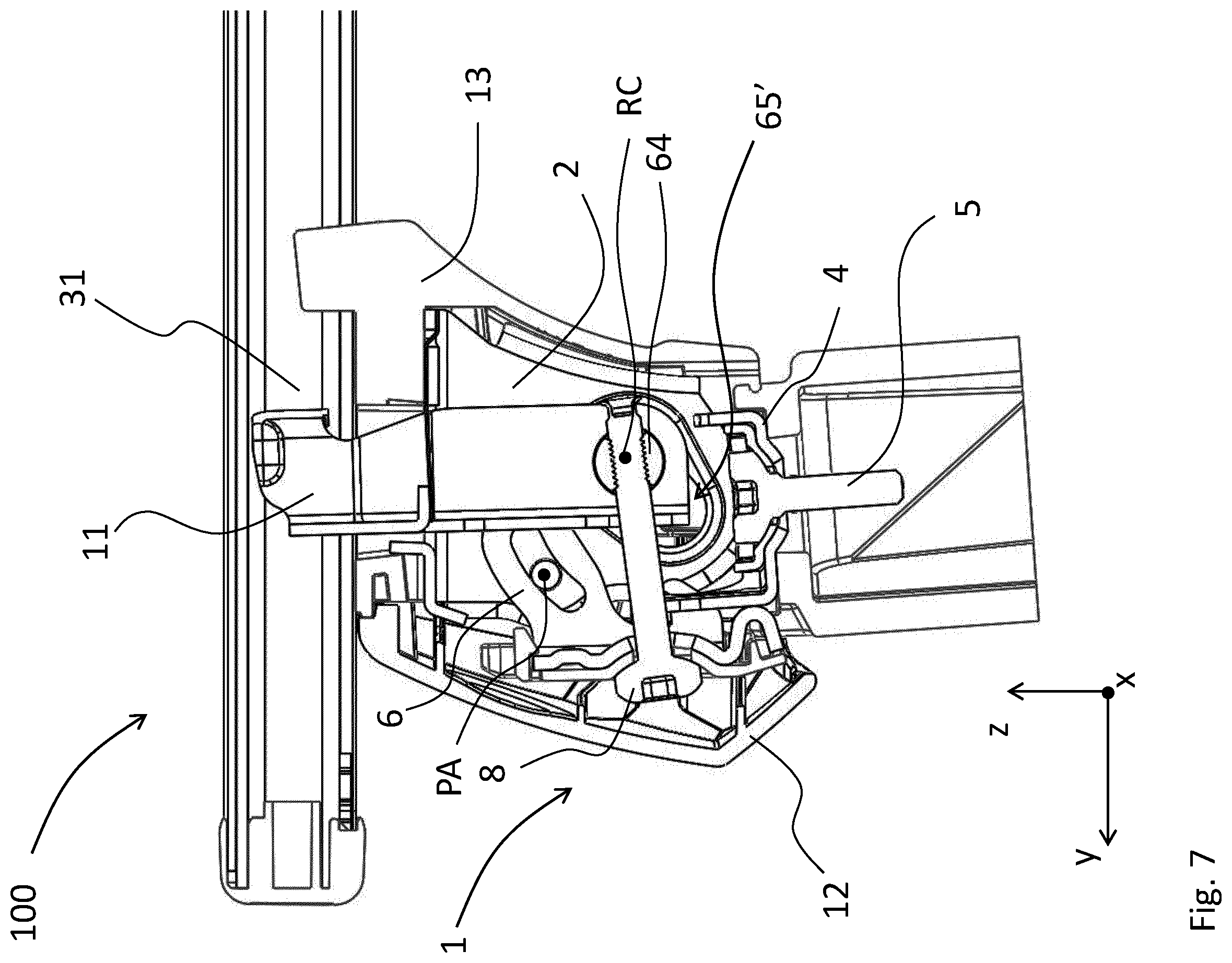 Patent US12377788 Figure 5 – Roof rack foot assembly for a roof rack and a roof rack for a vehicle
