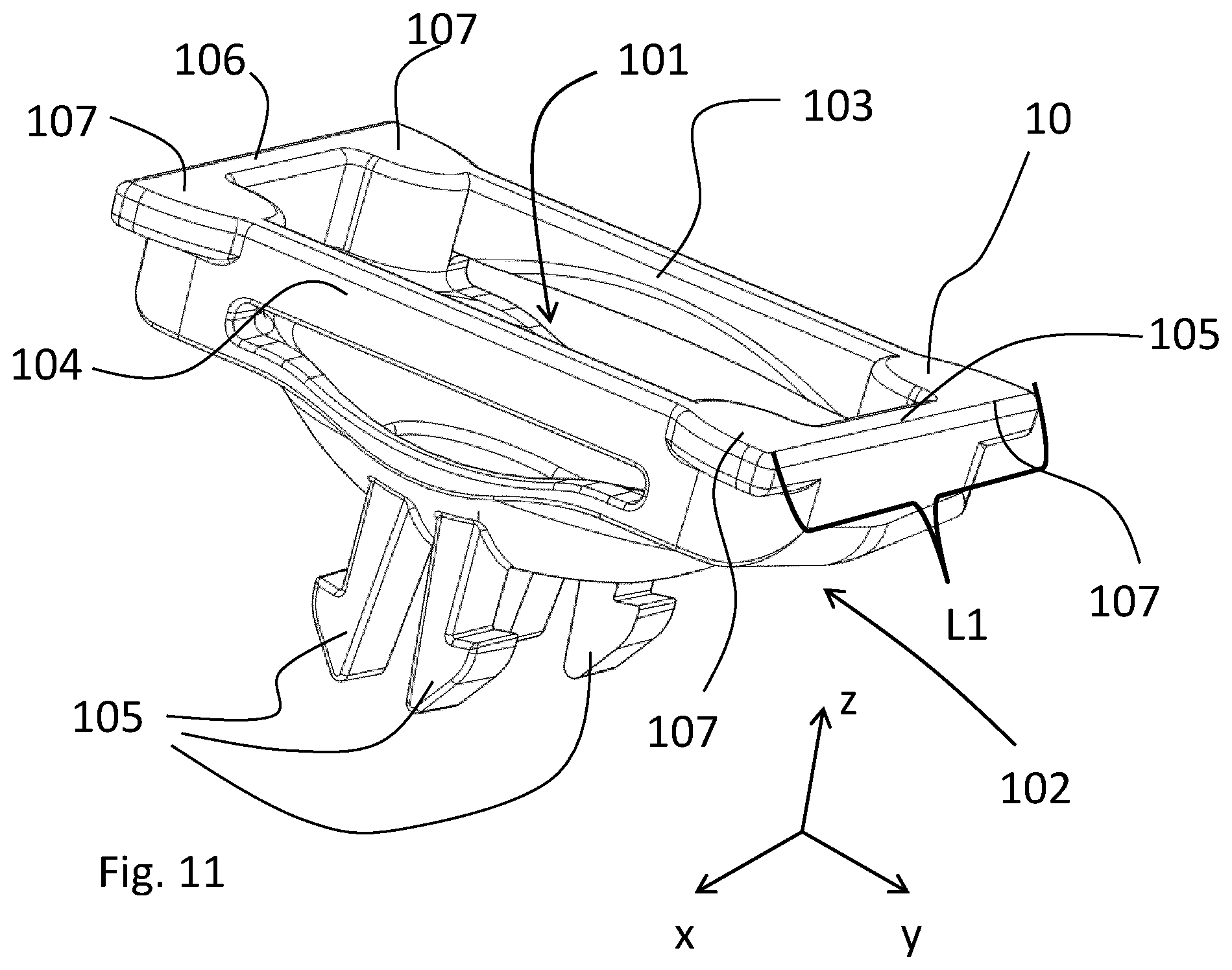 Patent US12377788 Figure 12 – Roof rack foot assembly for a roof rack and a roof rack for a vehicle