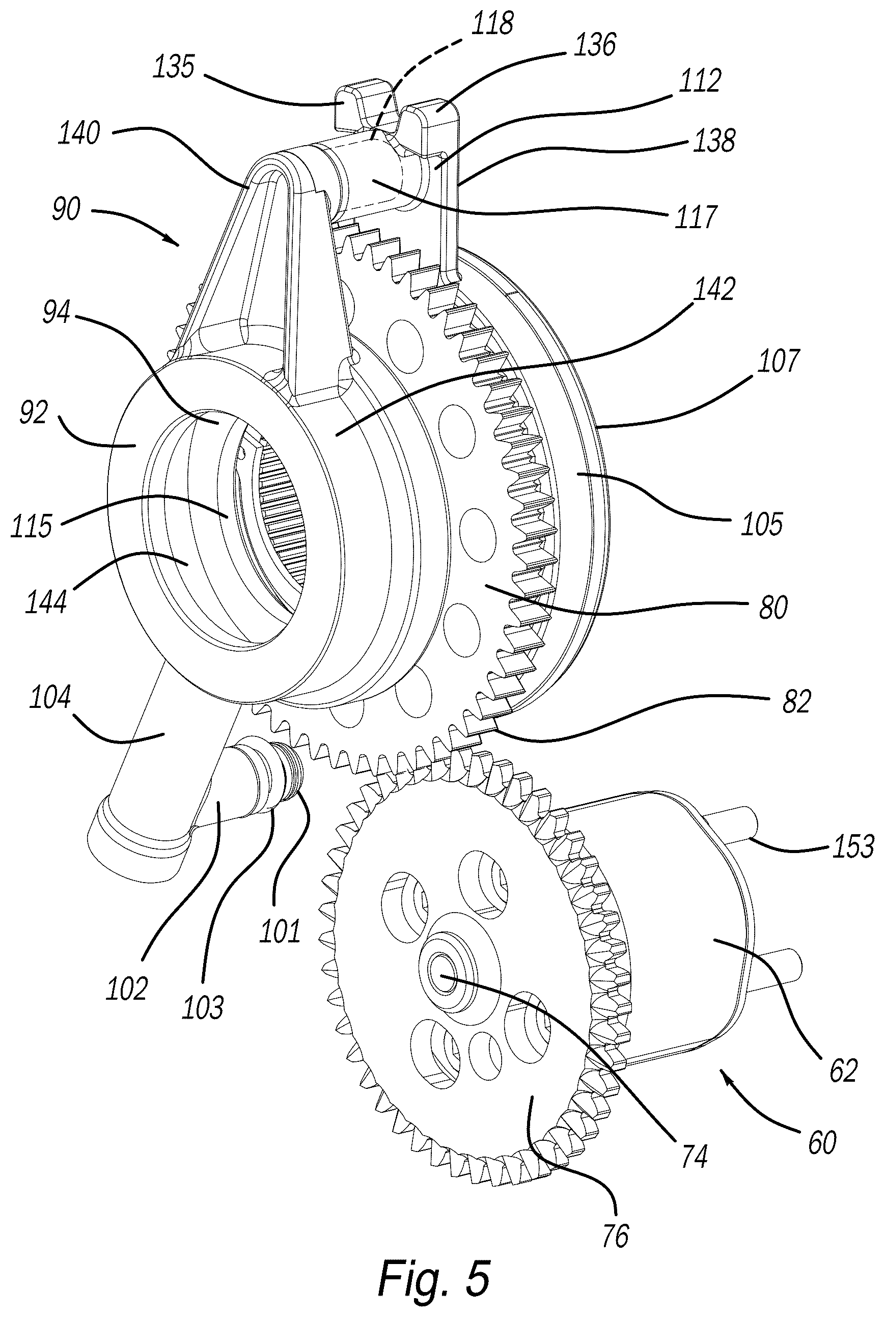 Patent US12377804 Figure 5 – Offset transfer case pump with lubrication distribution system