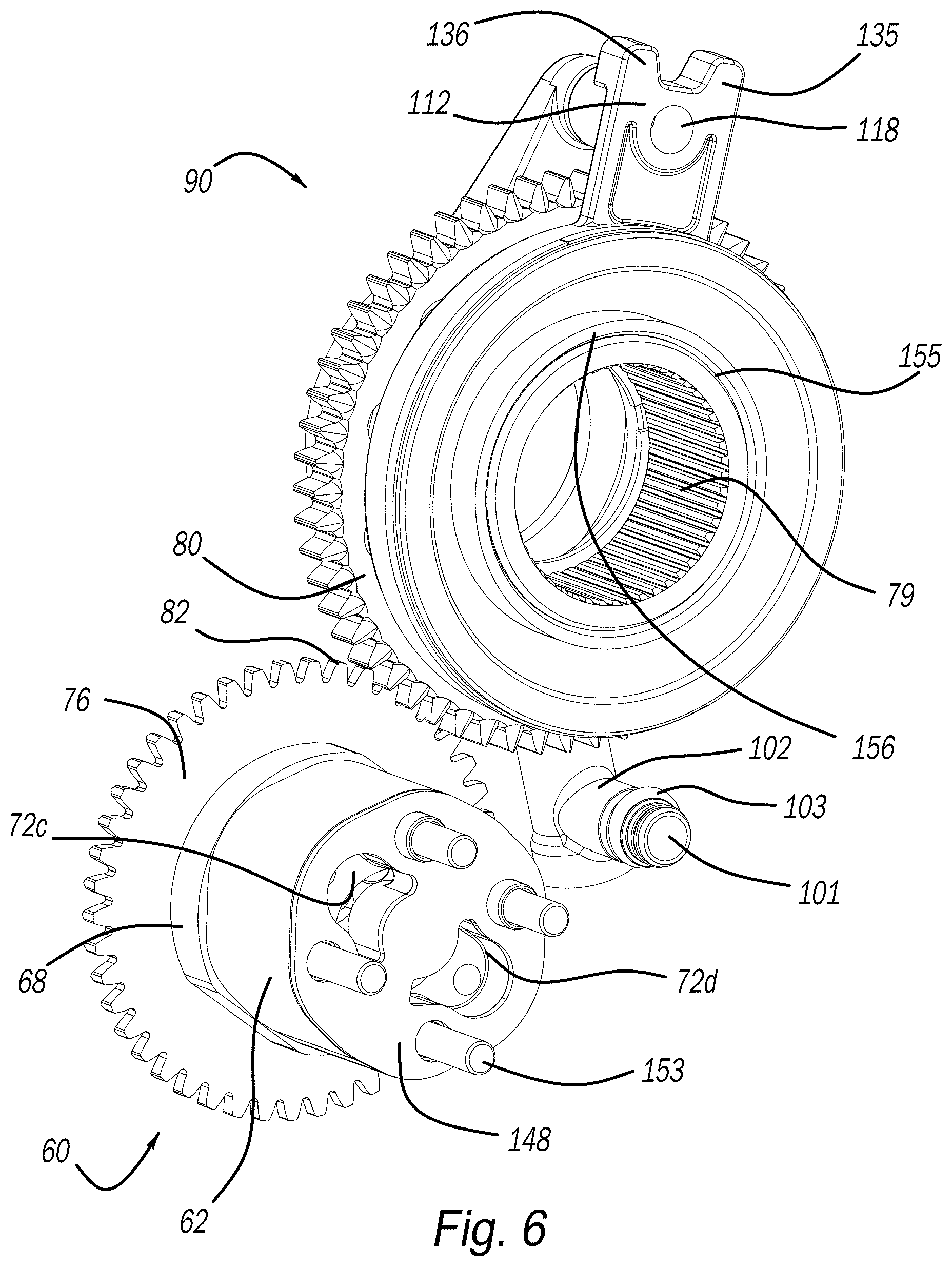 Patent US12377804 Figure 6 – Offset transfer case pump with lubrication distribution system