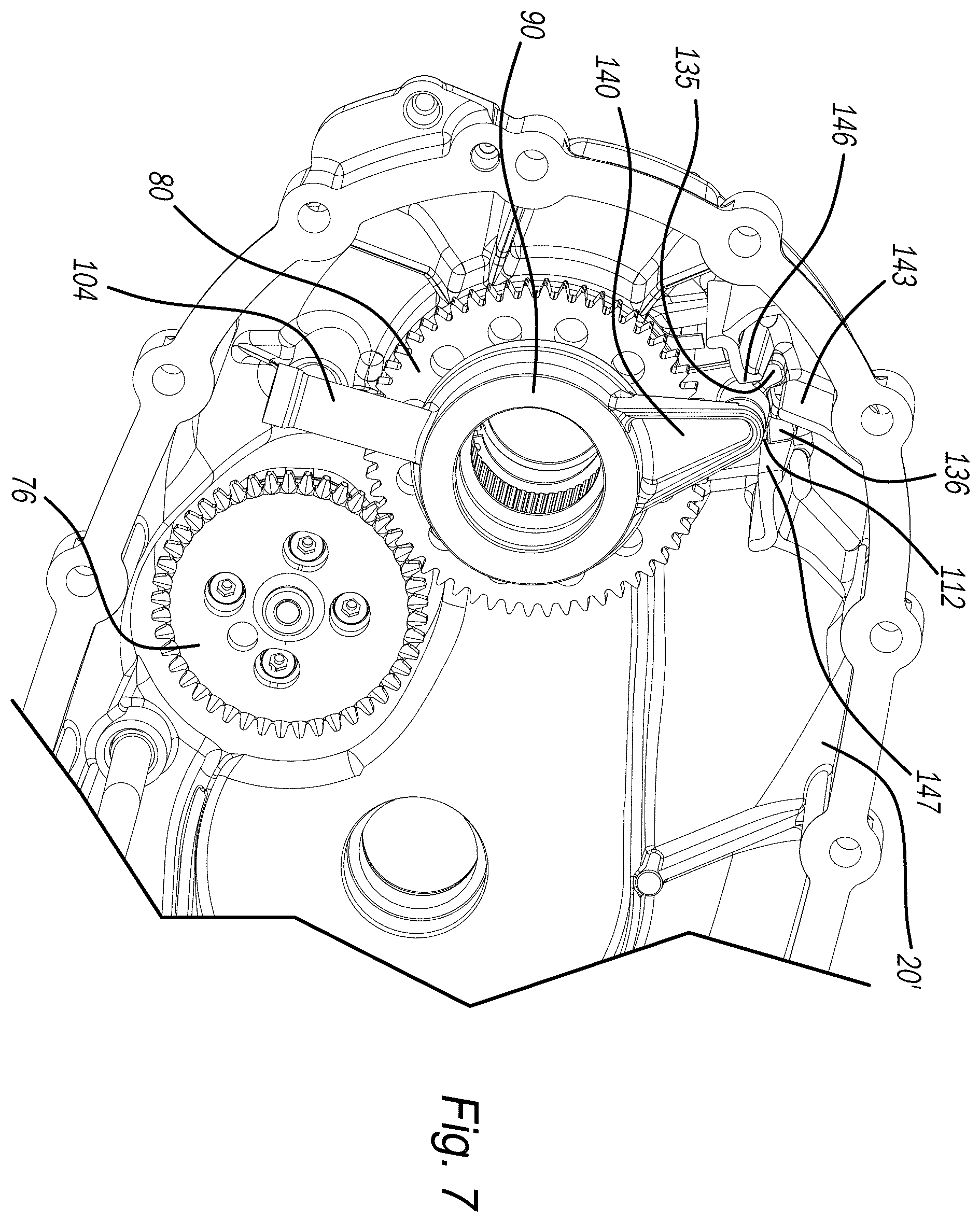 Patent US12377804 Figure 7 – Offset transfer case pump with lubrication distribution system