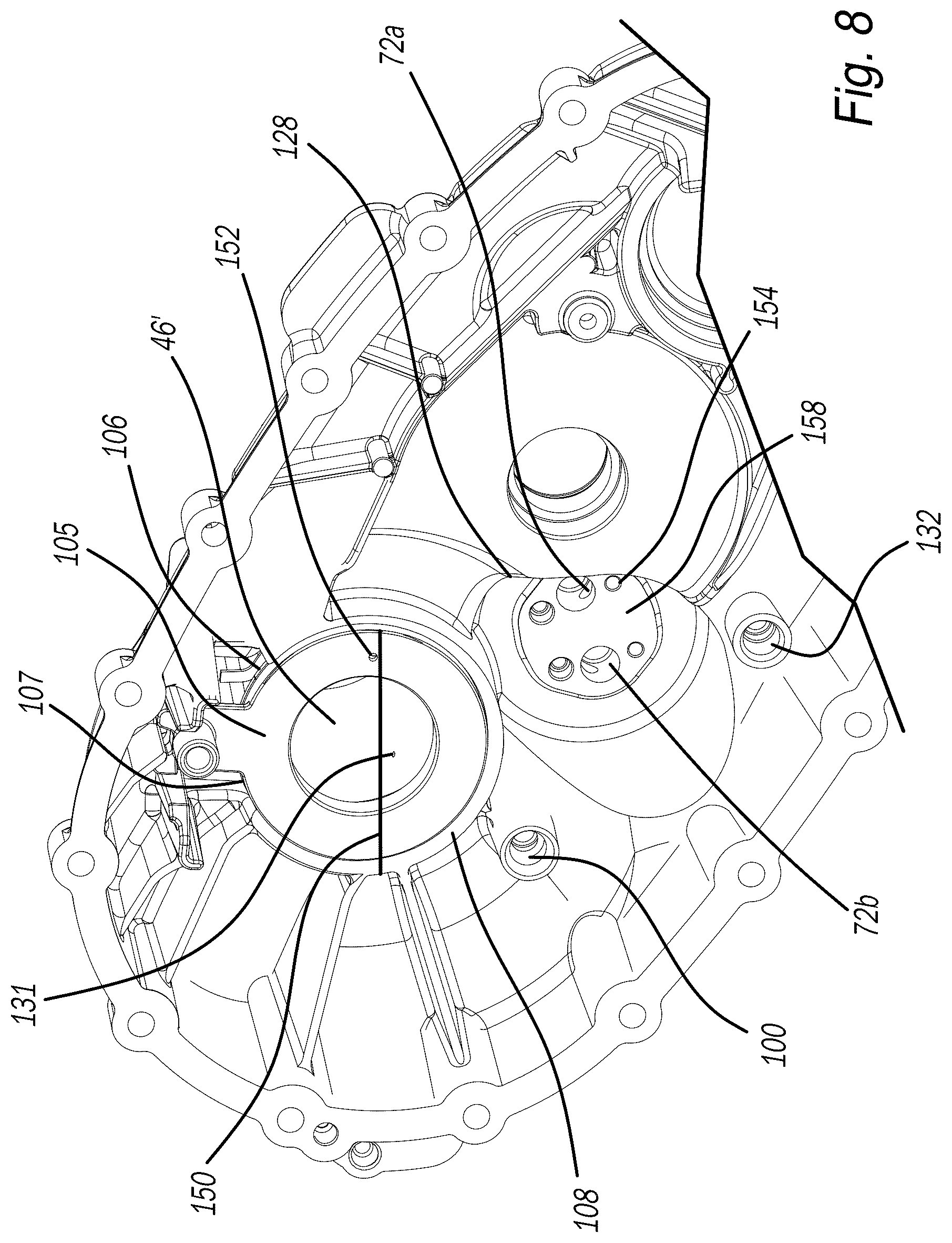Patent US12377804 Figure 8 – Offset transfer case pump with lubrication distribution system