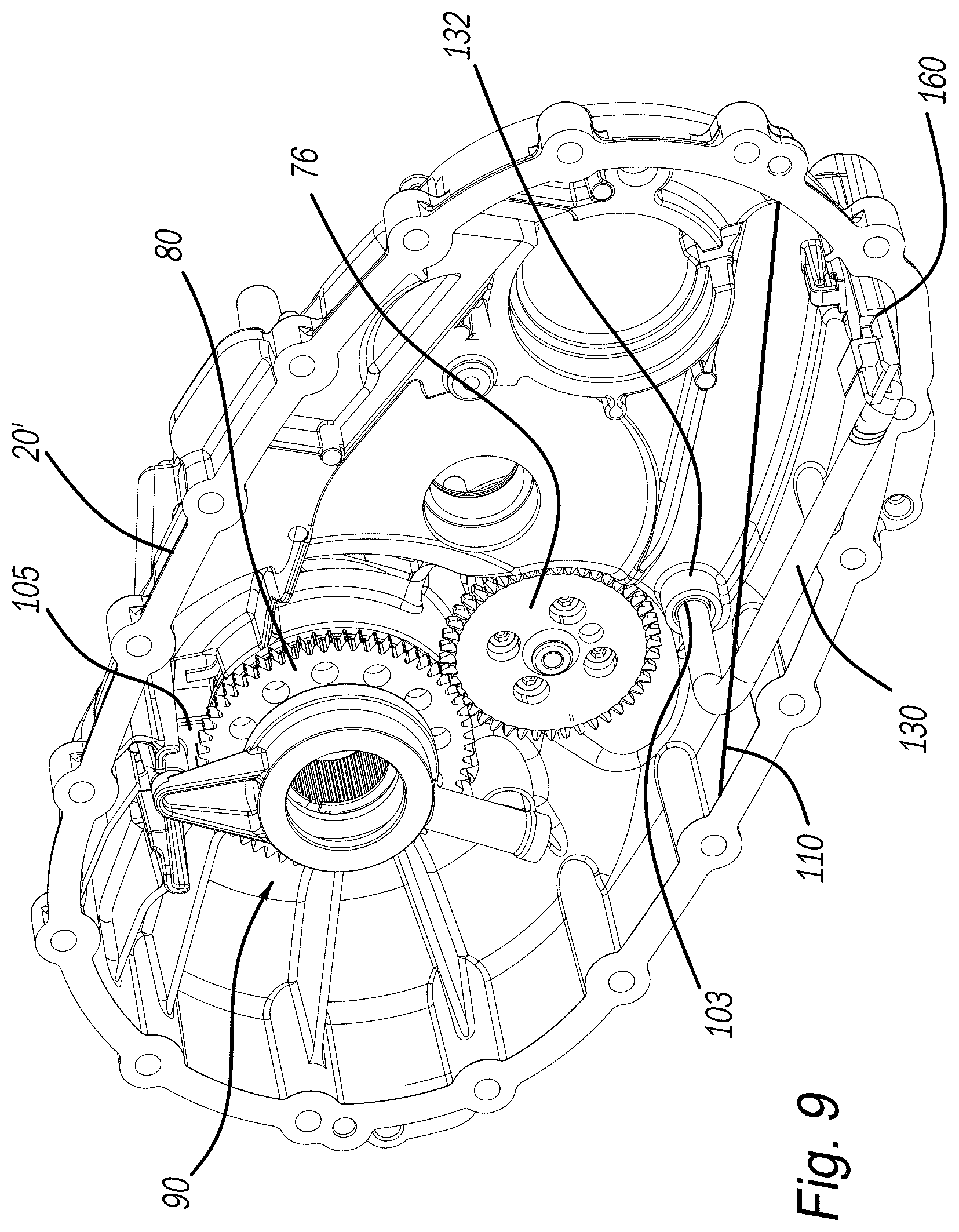 Patent US12377804 Figure 9 – Offset transfer case pump with lubrication distribution system