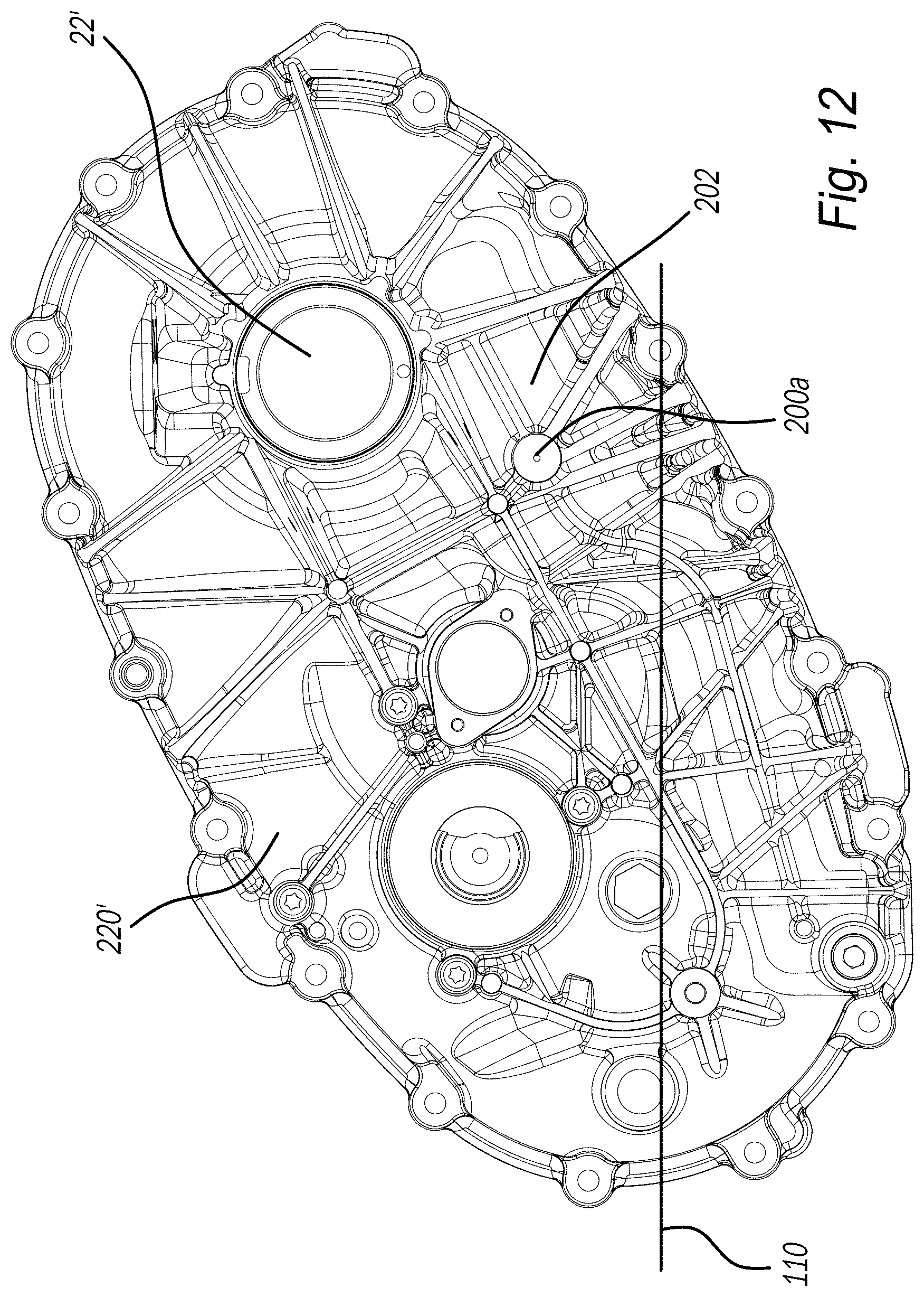 Patent US12377804 Figure 12 – Offset transfer case pump with lubrication distribution system