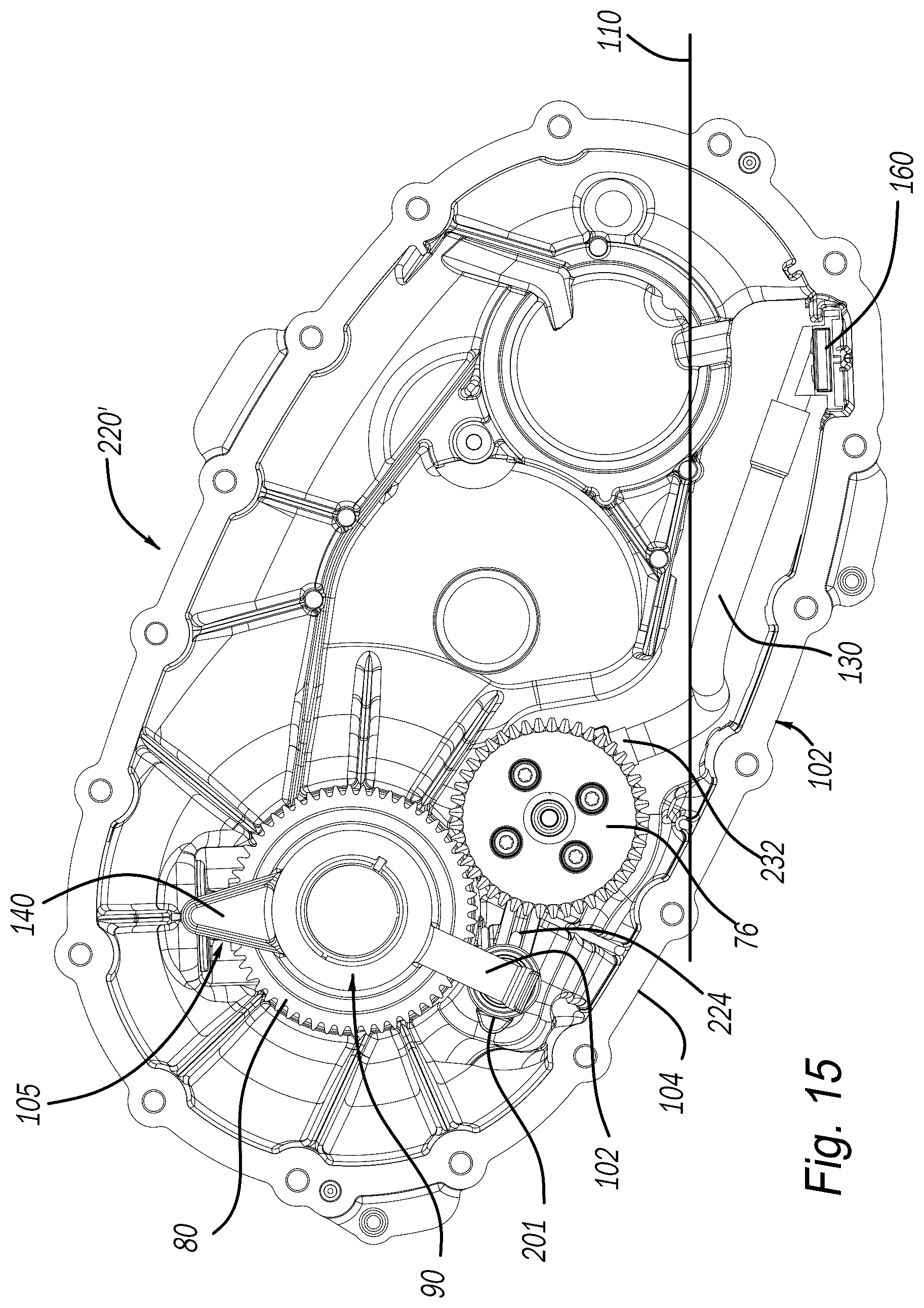 Patent US12377804 Figure 15 – Offset transfer case pump with lubrication distribution system