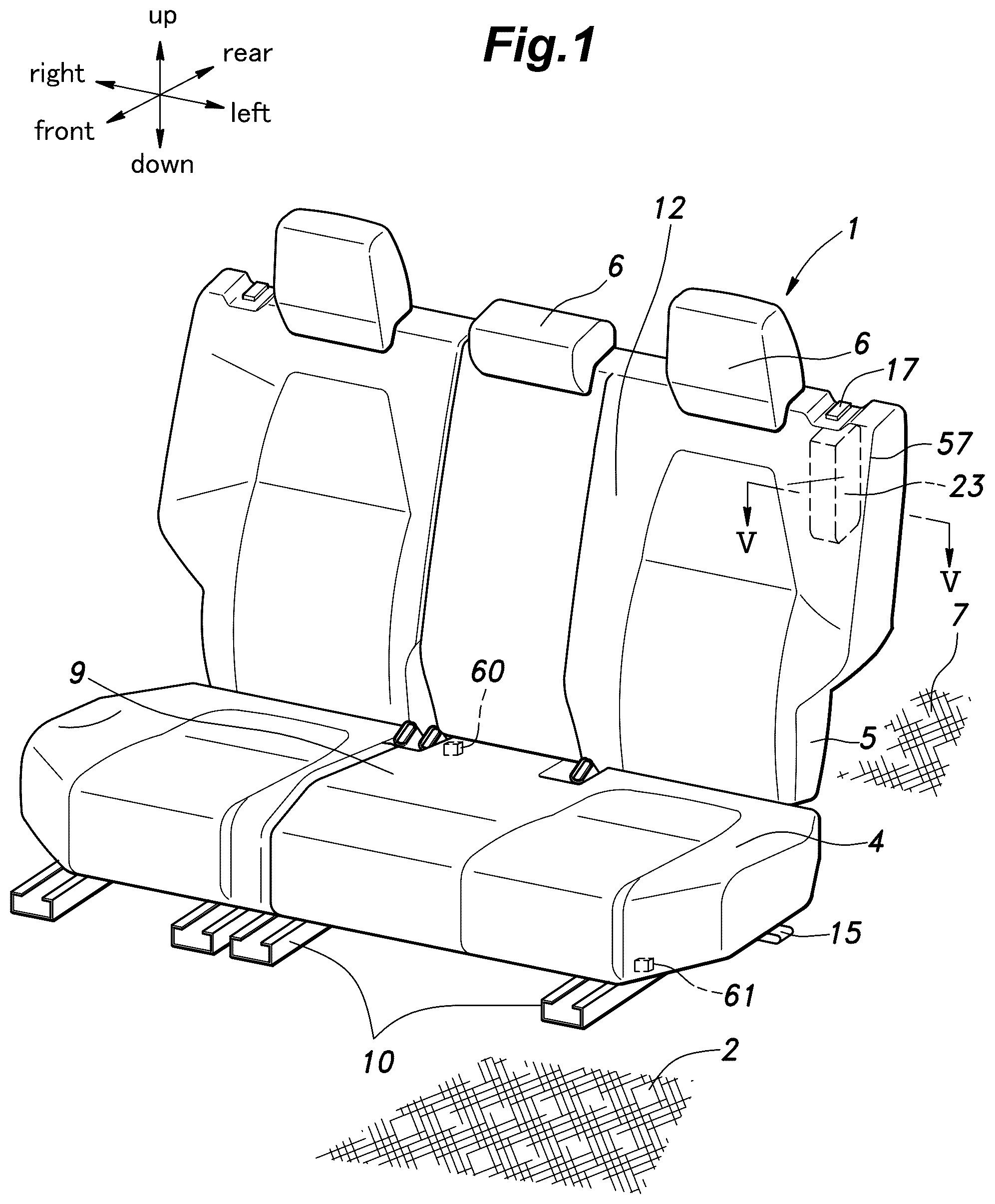 Patent US12377809 Figure 1 – Vehicle seat