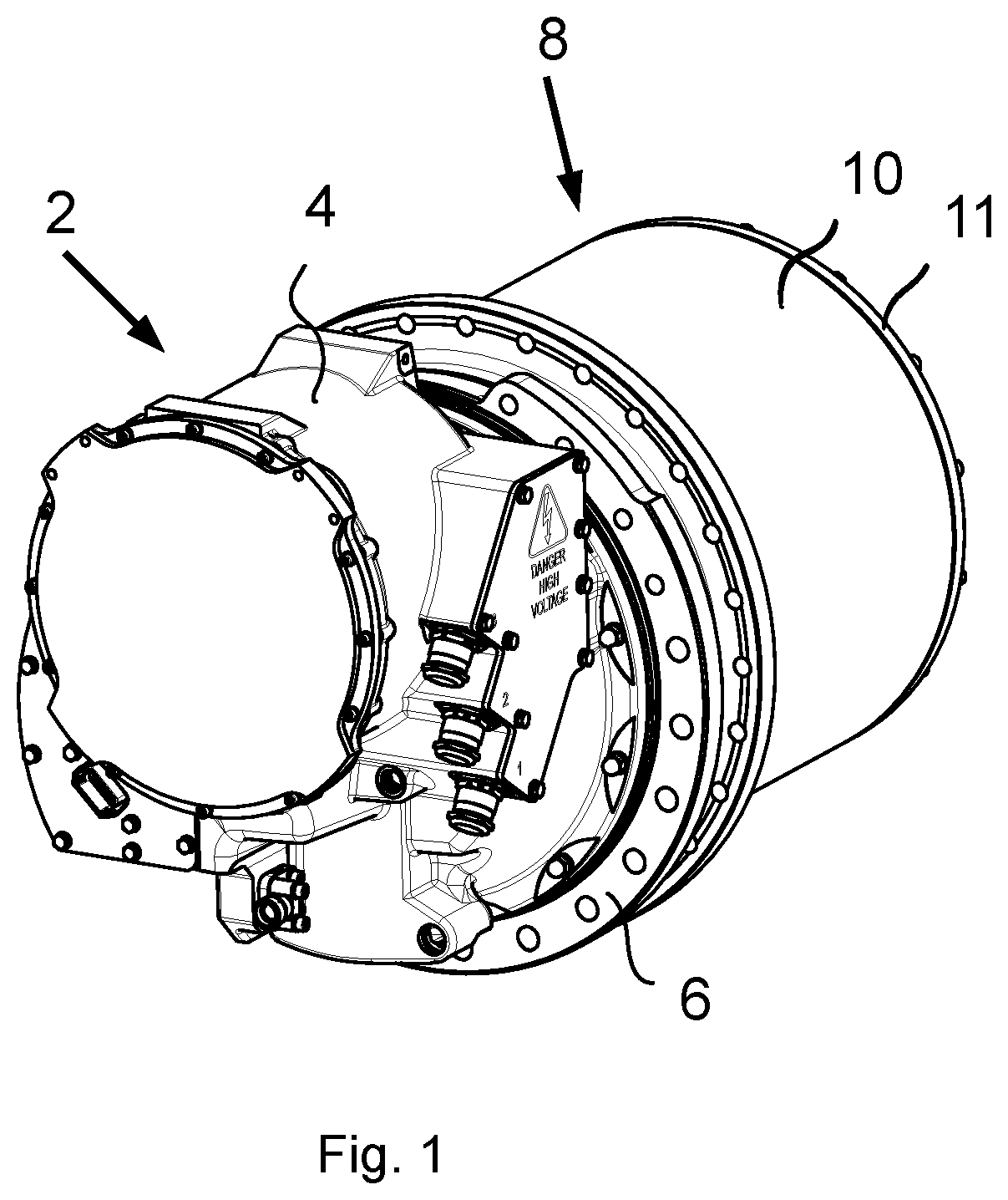 Patent US12377821 Figure 1 – Transmission for a drive train in an agricultural or heavy load vehicle and a corresponding drive train and corresponding vehicle
