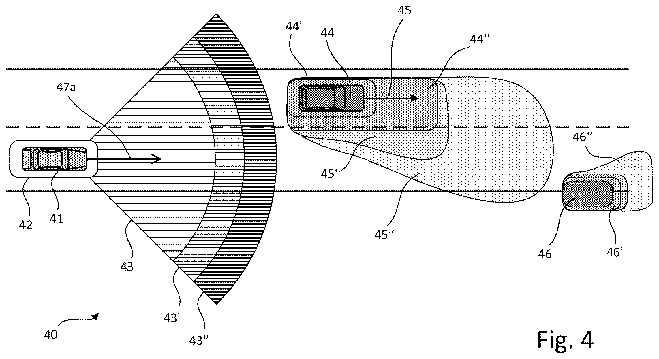 Patent US12377837 Figure 4 – Path planning in autonomous driving environments
