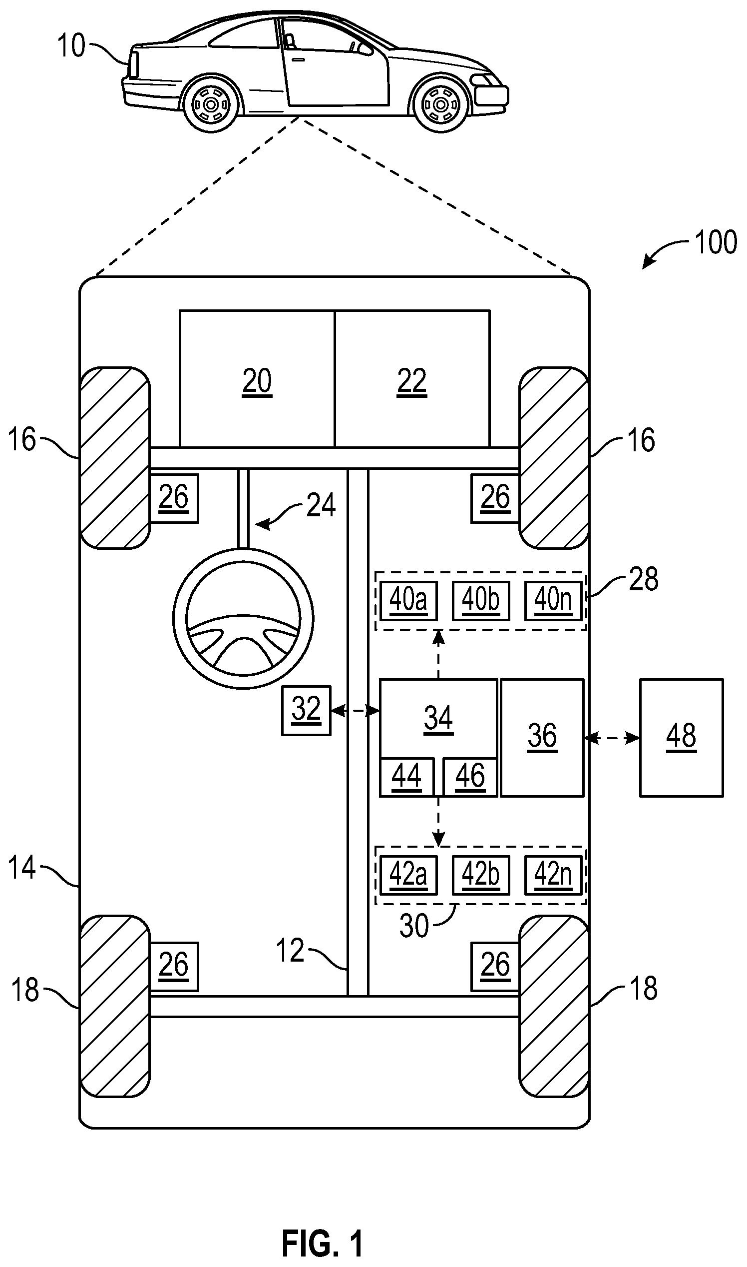 Patent US12377841 — Vehicle systems and methods for probabilistic maneuver prediction — Figure 1