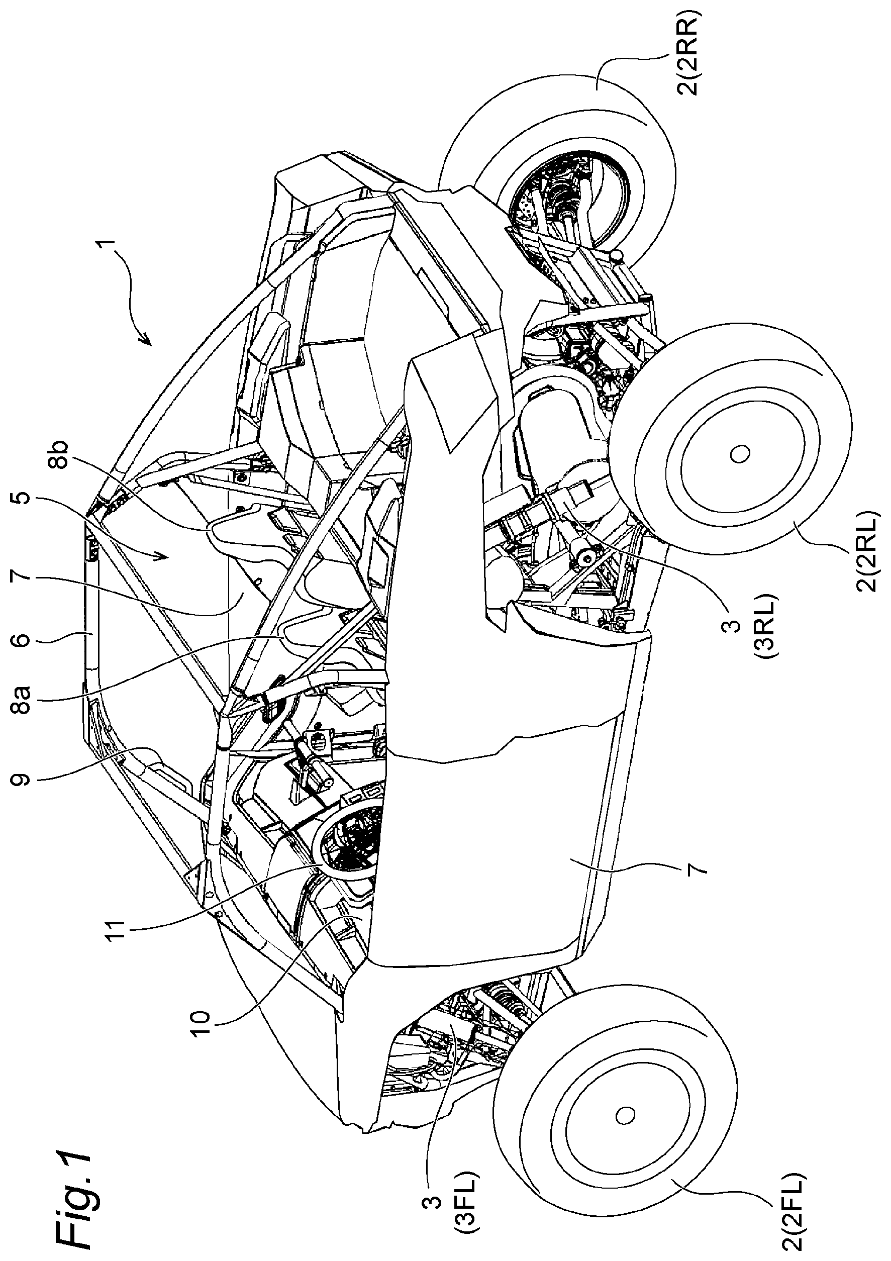 Patent US12377853 Figure 1 – Utility vehicle and method for controlling utility vehicle