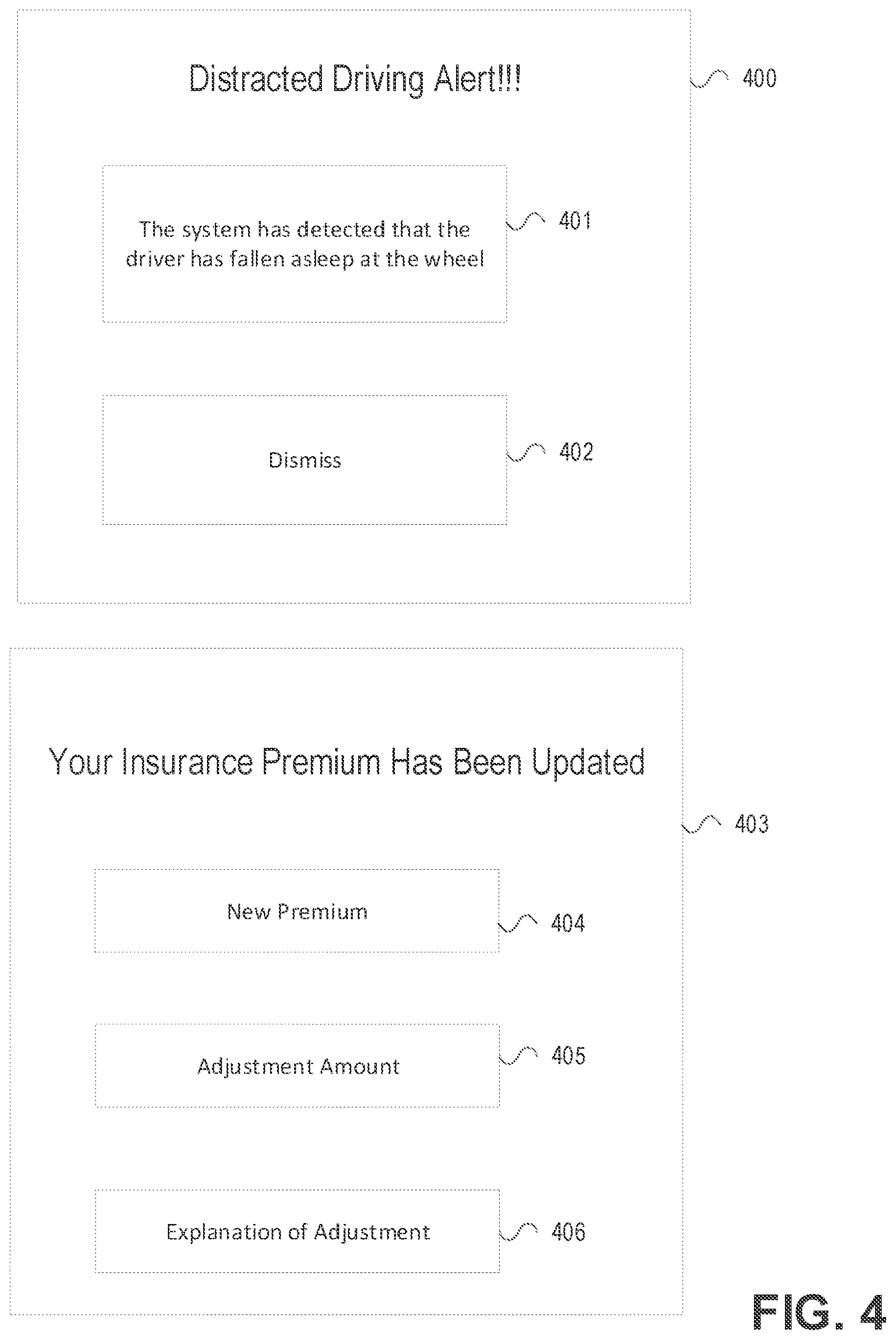 Patent US12377858 Figure 4 – Real-time driver analysis and notification system