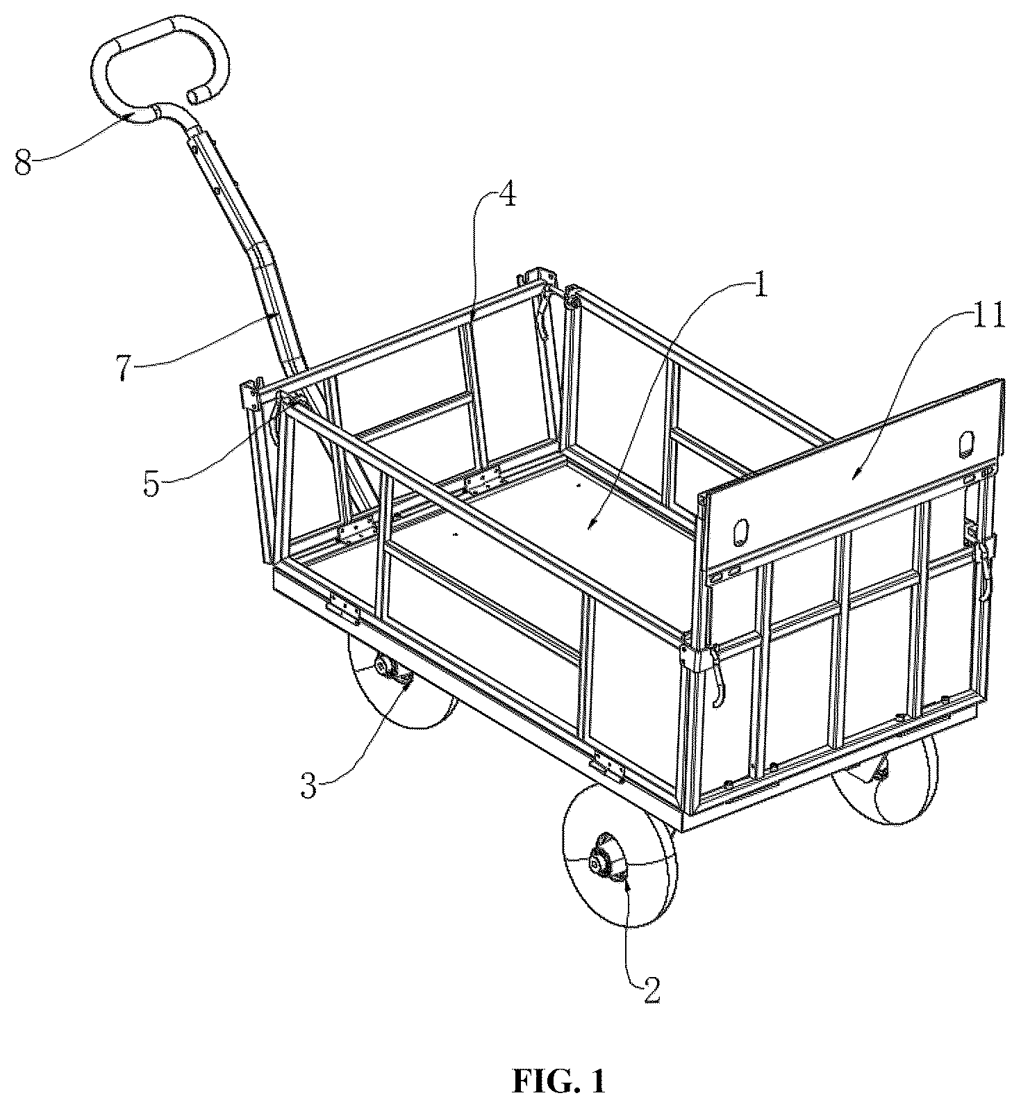Patent US12377894 Figure 1 – Multifunctional handcart