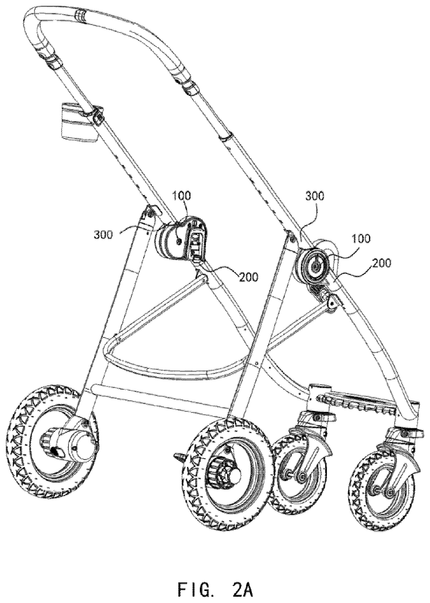 Patent US12377898 Figure 4 – Folding hook structure and carriage frame and as well as baby carriage having the same