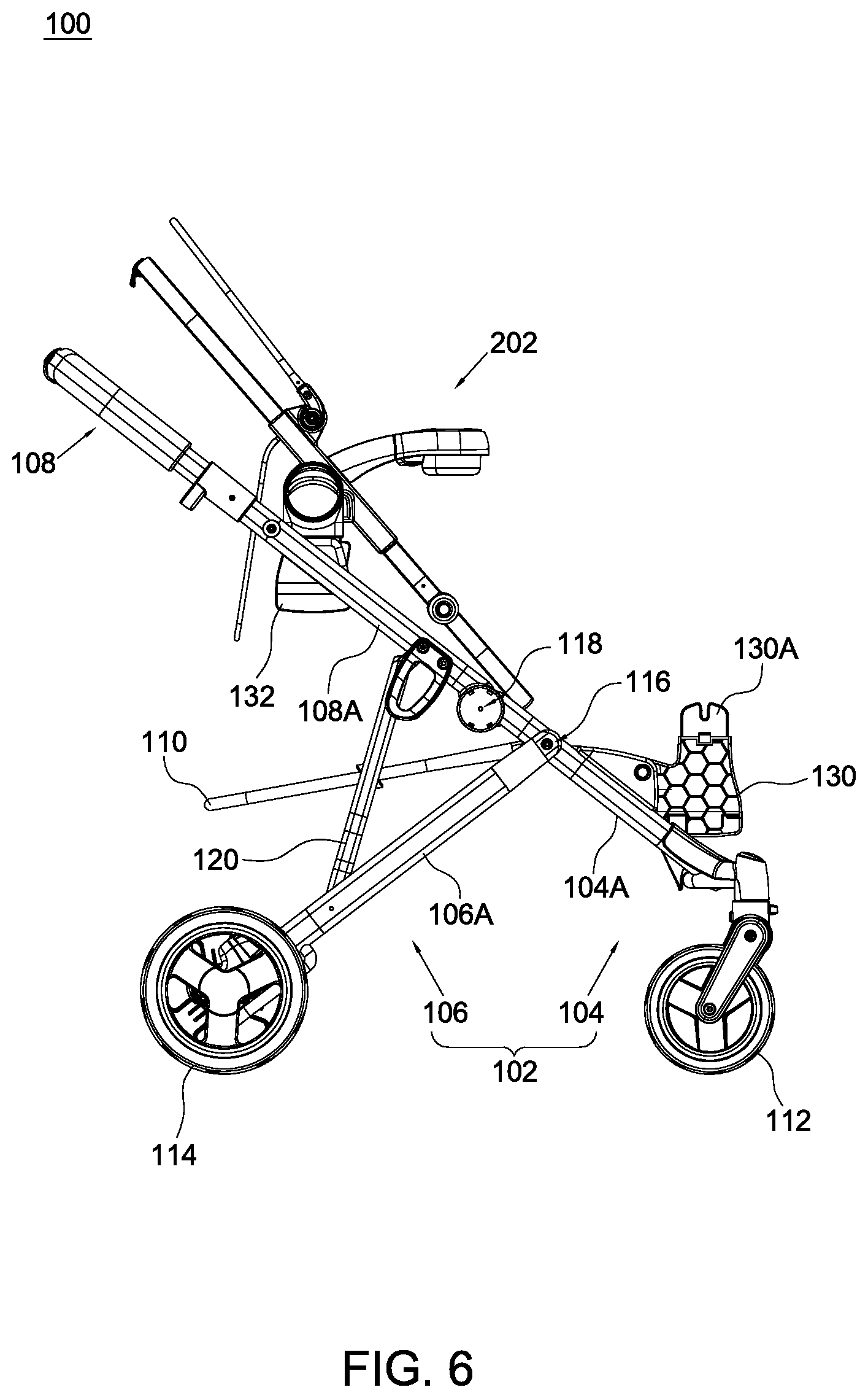 Patent US12377900 Figure 6 – Child stroller apparatus