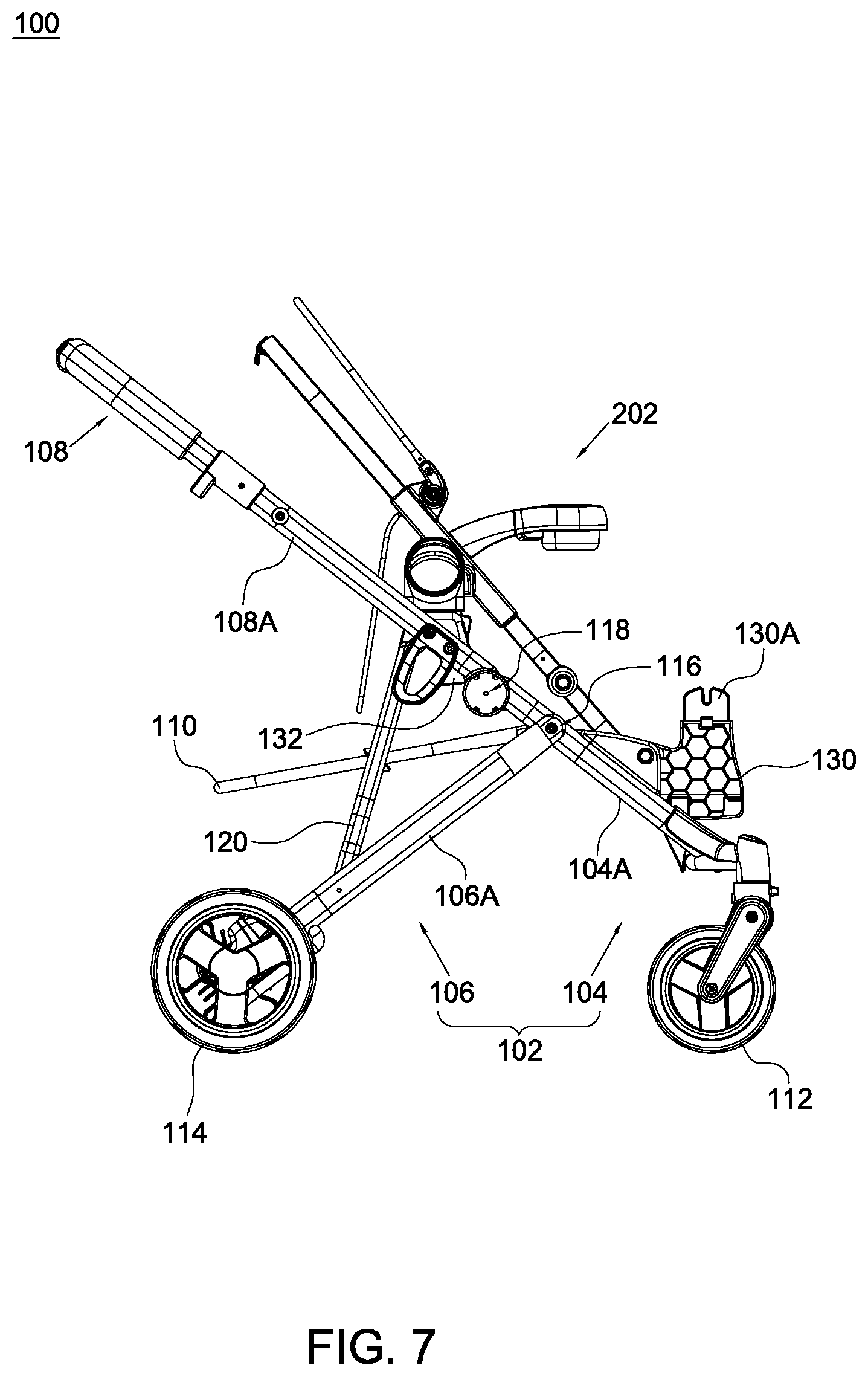 Patent US12377900 Figure 7 – Child stroller apparatus