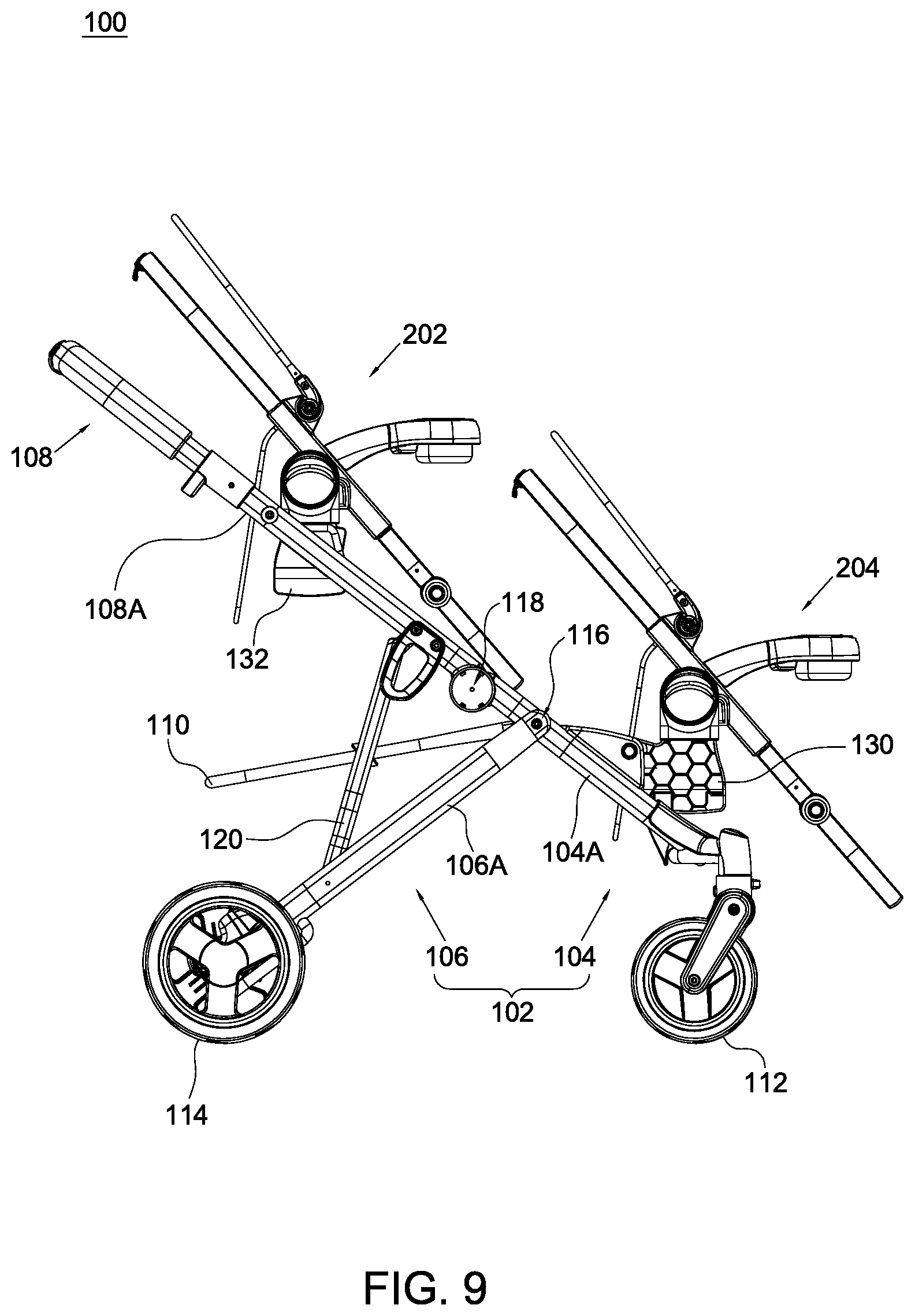 Patent US12377900 Figure 9 – Child stroller apparatus