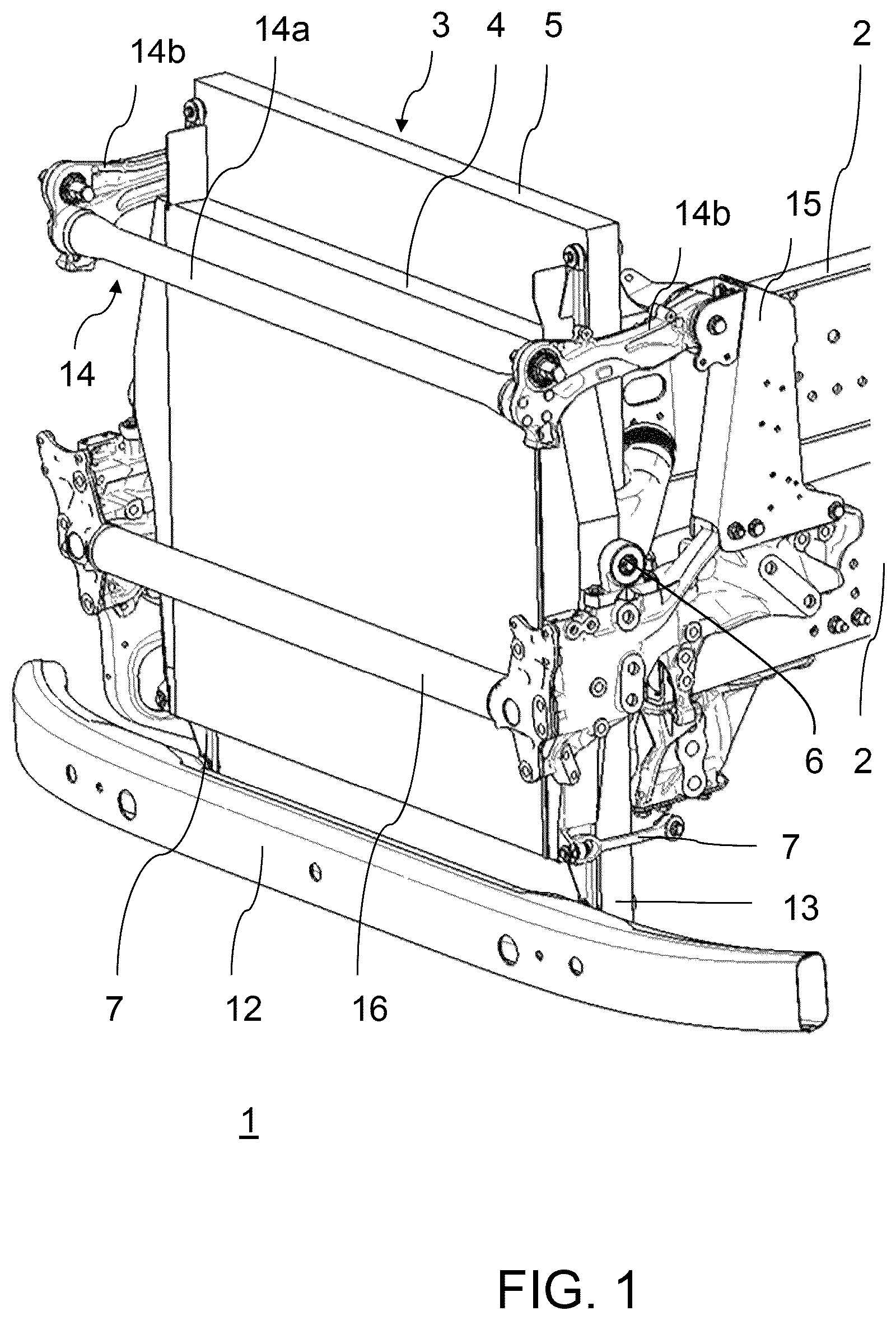 Patent US12377917 Figure 1 – Front structure for a utility vehicle, preferably for a lorry
