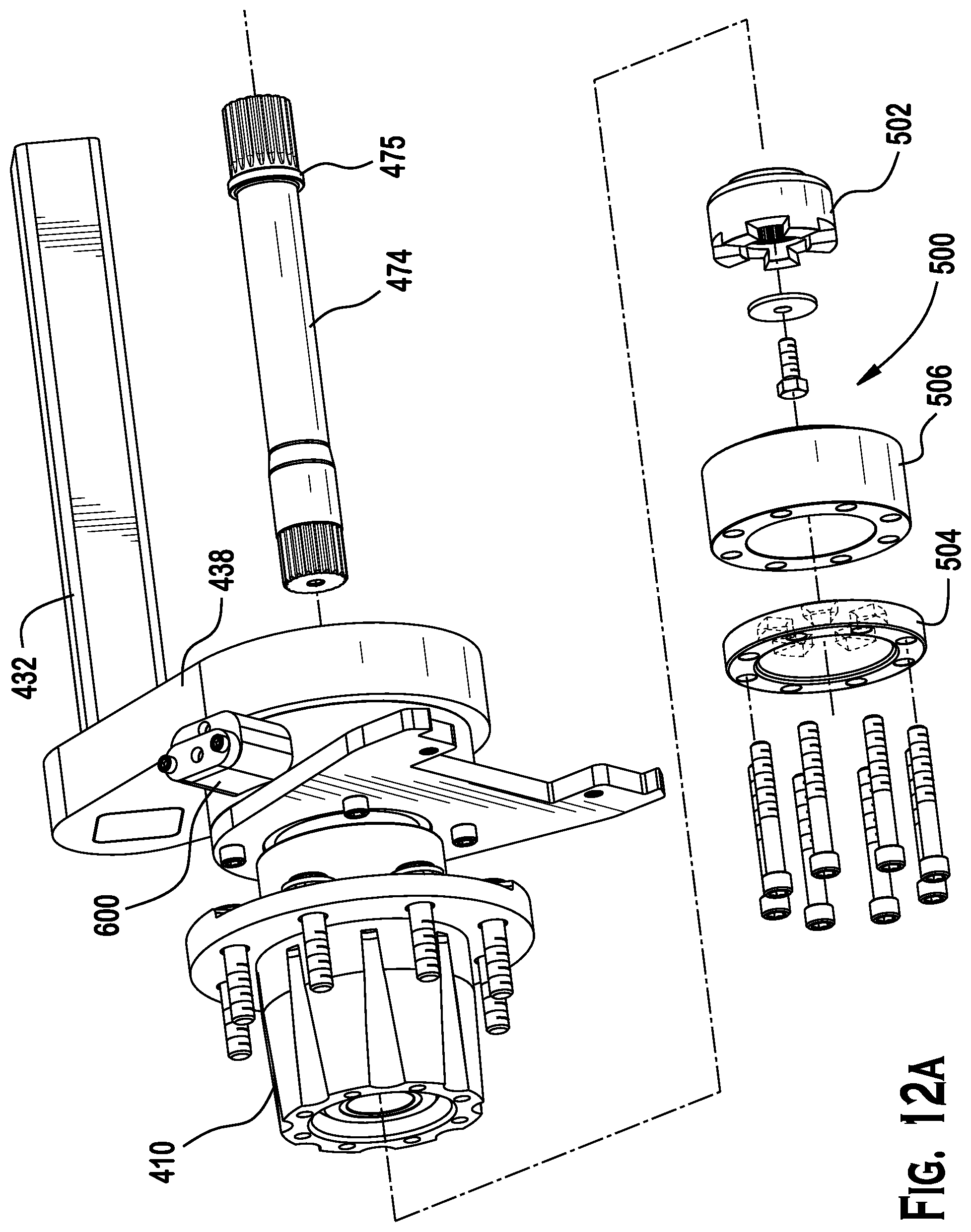 Patent US12377922 Figure 14 – Self-propelled tandem axle trailer