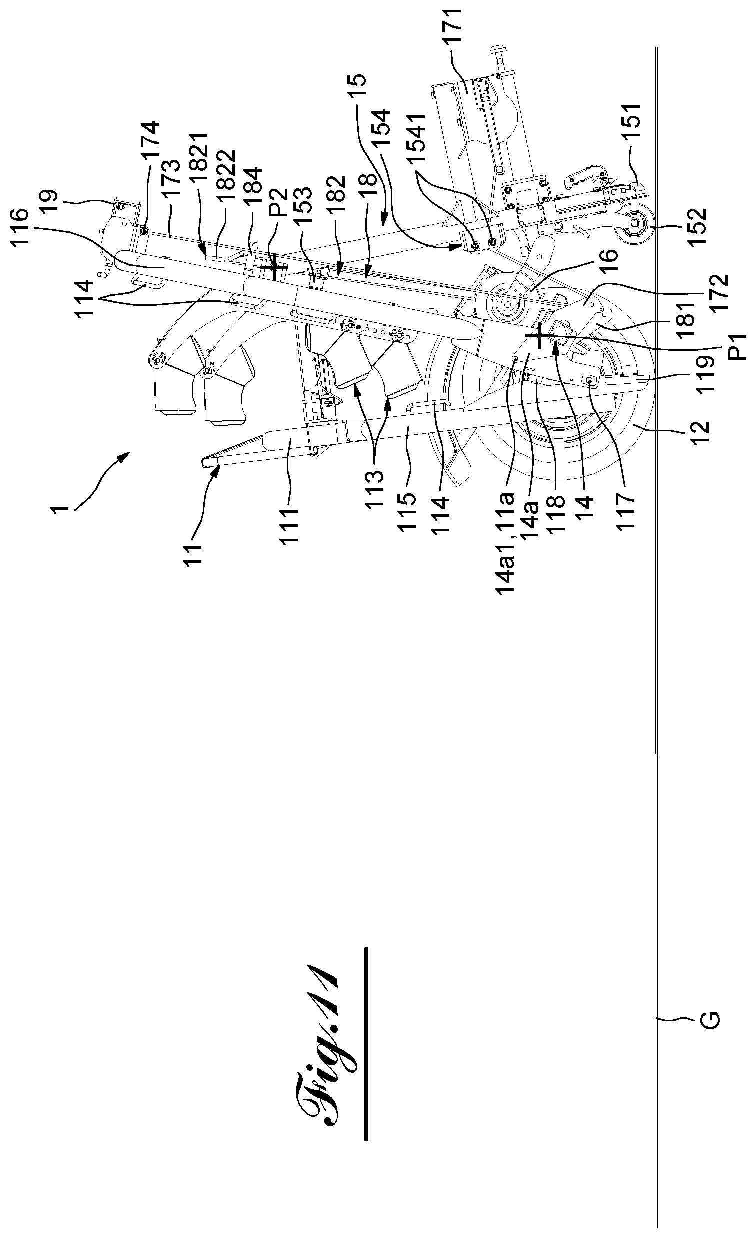 Patent US12377923 Figure 10 – Transport trailer comprising a system for tilting and righting its deck