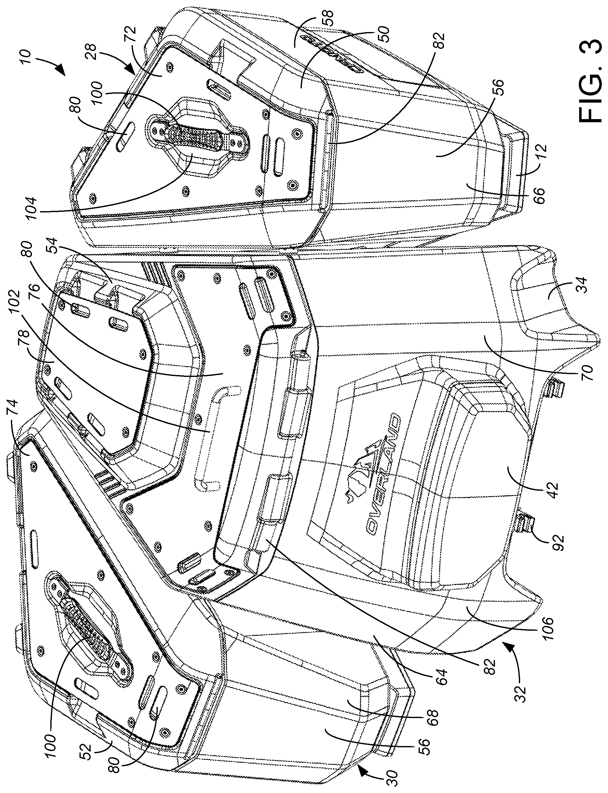 Patent US12377927 Figure 3 – Modular cargo system for off-road vehicle