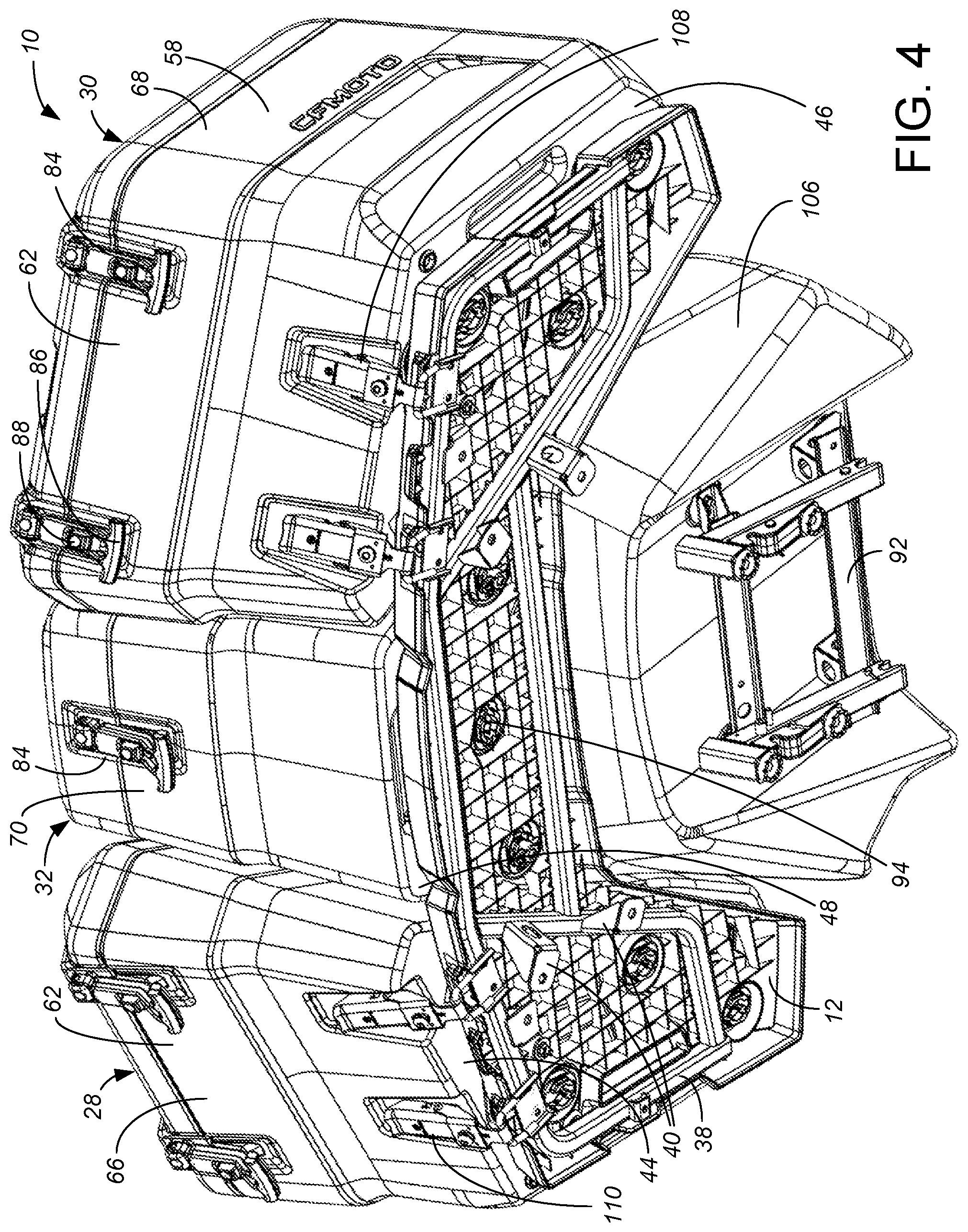 Patent US12377927 Figure 4 – Modular cargo system for off-road vehicle