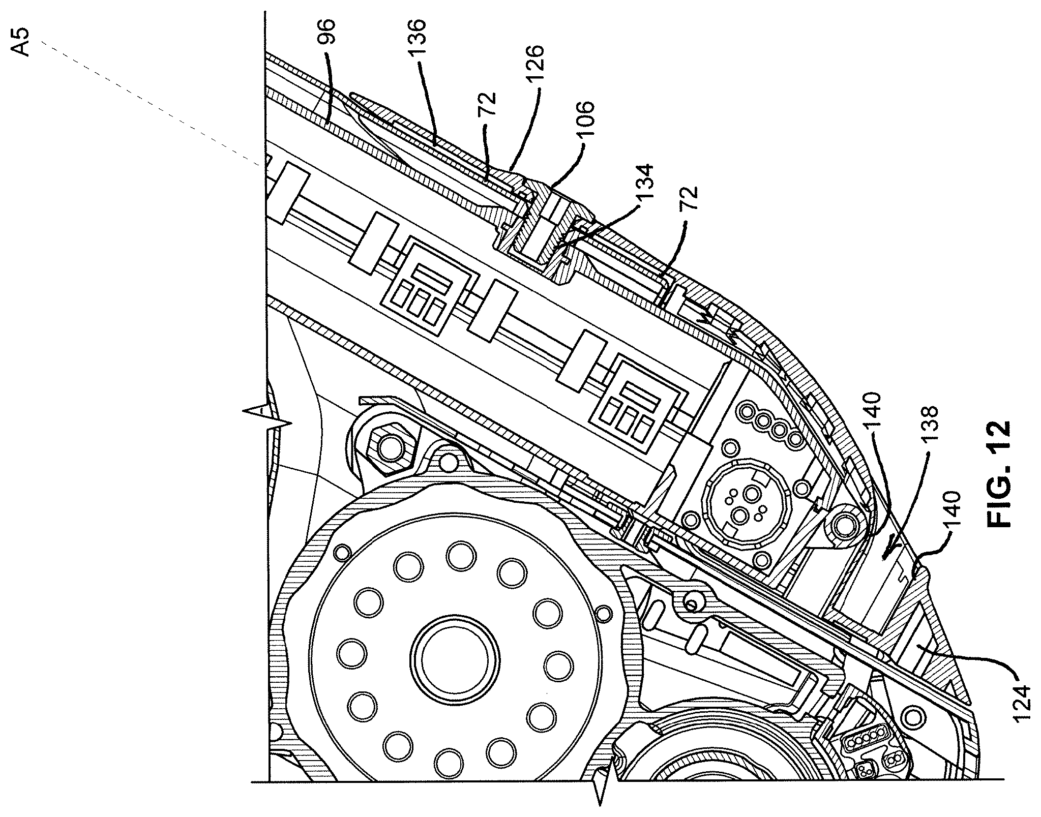 Patent US12377934 Figure 12 – Bicycle with battery, motor and motor mount, wire routing, speed sensor, and dropper seat post