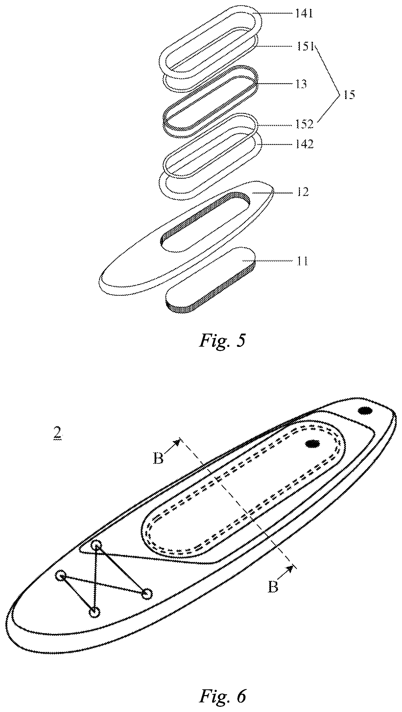 Patent US12377939 Figure 3 – Multi-air-chamber surfboard