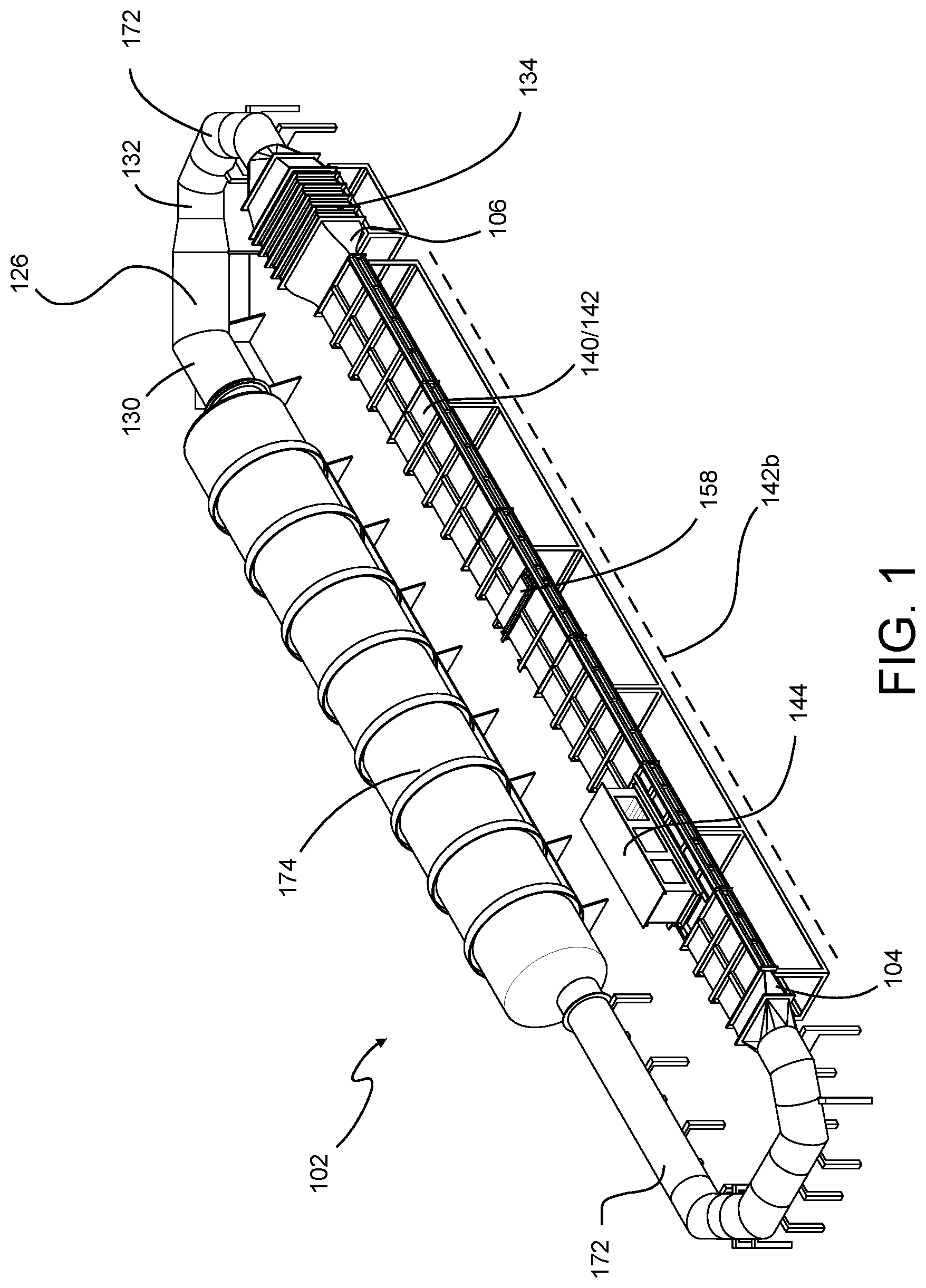 Patent US12377941 Figure 1 – System, process, and method for studying full-scale, multiphase, hydrodynamic flow representative of a ship's boundary layer