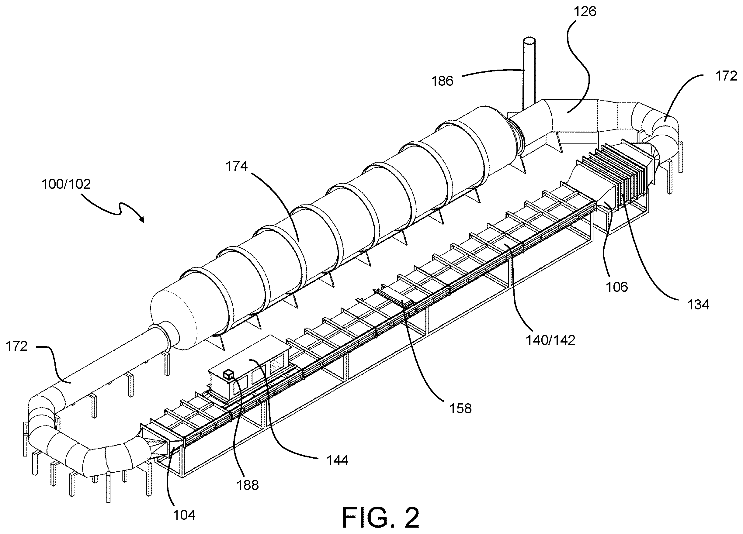 Patent US12377941 Figure 2 – System, process, and method for studying full-scale, multiphase, hydrodynamic flow representative of a ship's boundary layer