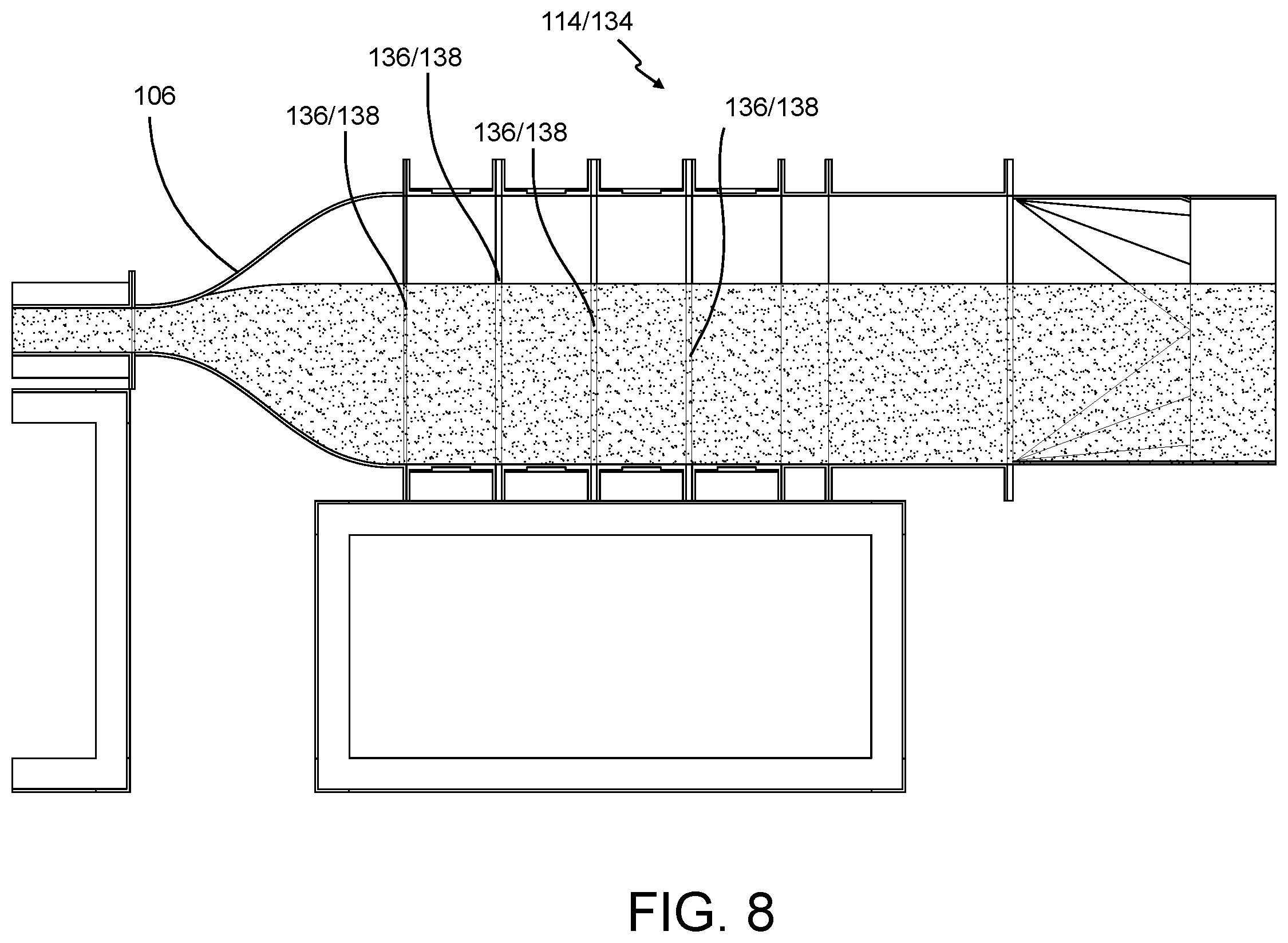 Patent US12377941 Figure 8 – System, process, and method for studying full-scale, multiphase, hydrodynamic flow representative of a ship's boundary layer