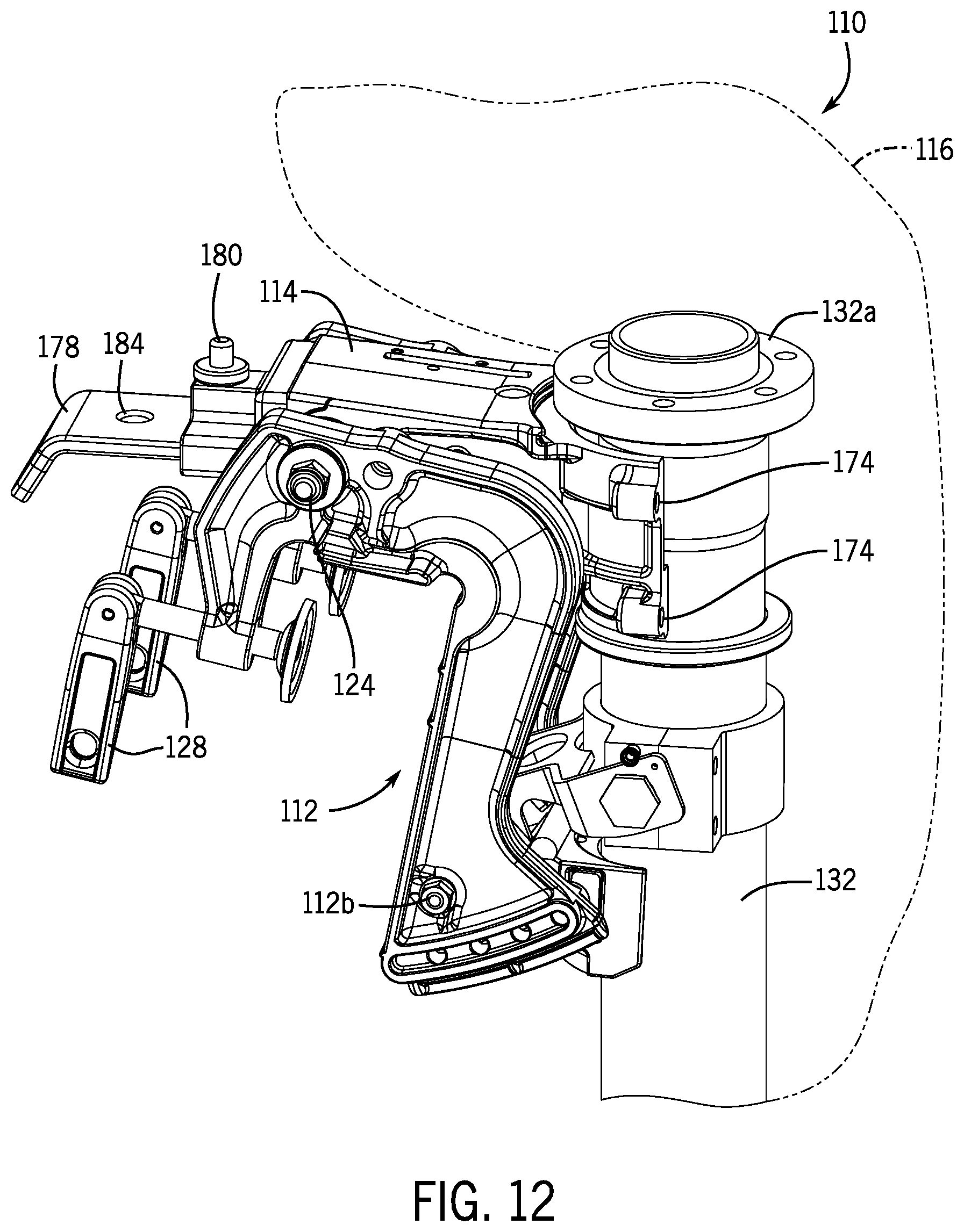 Patent US12377947 Figure 8 – Outboard motor that is removable from transom clamp bracket