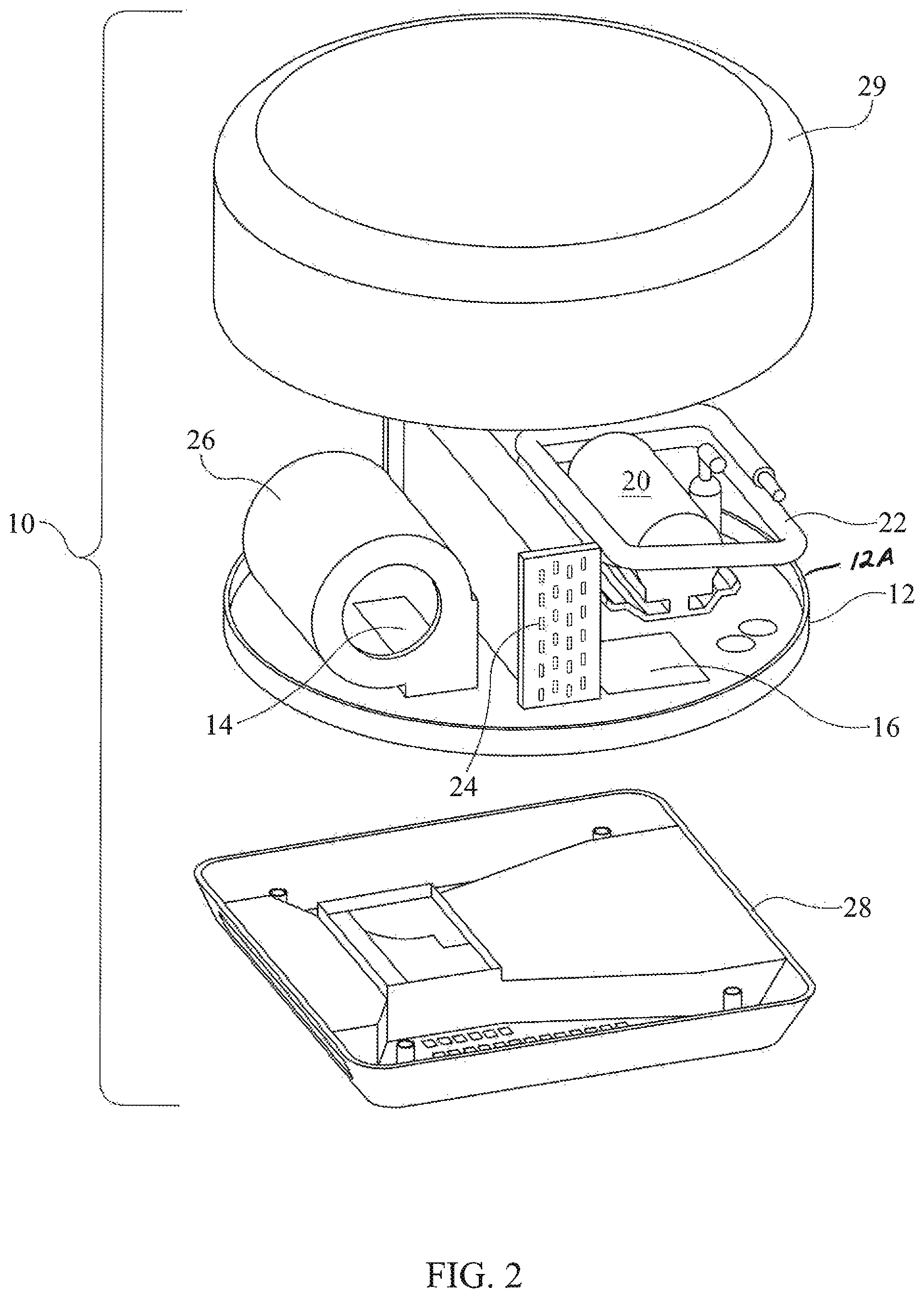Patent US12377948 Figure 2 – T-top mounted marine air conditioning unit and enclosure