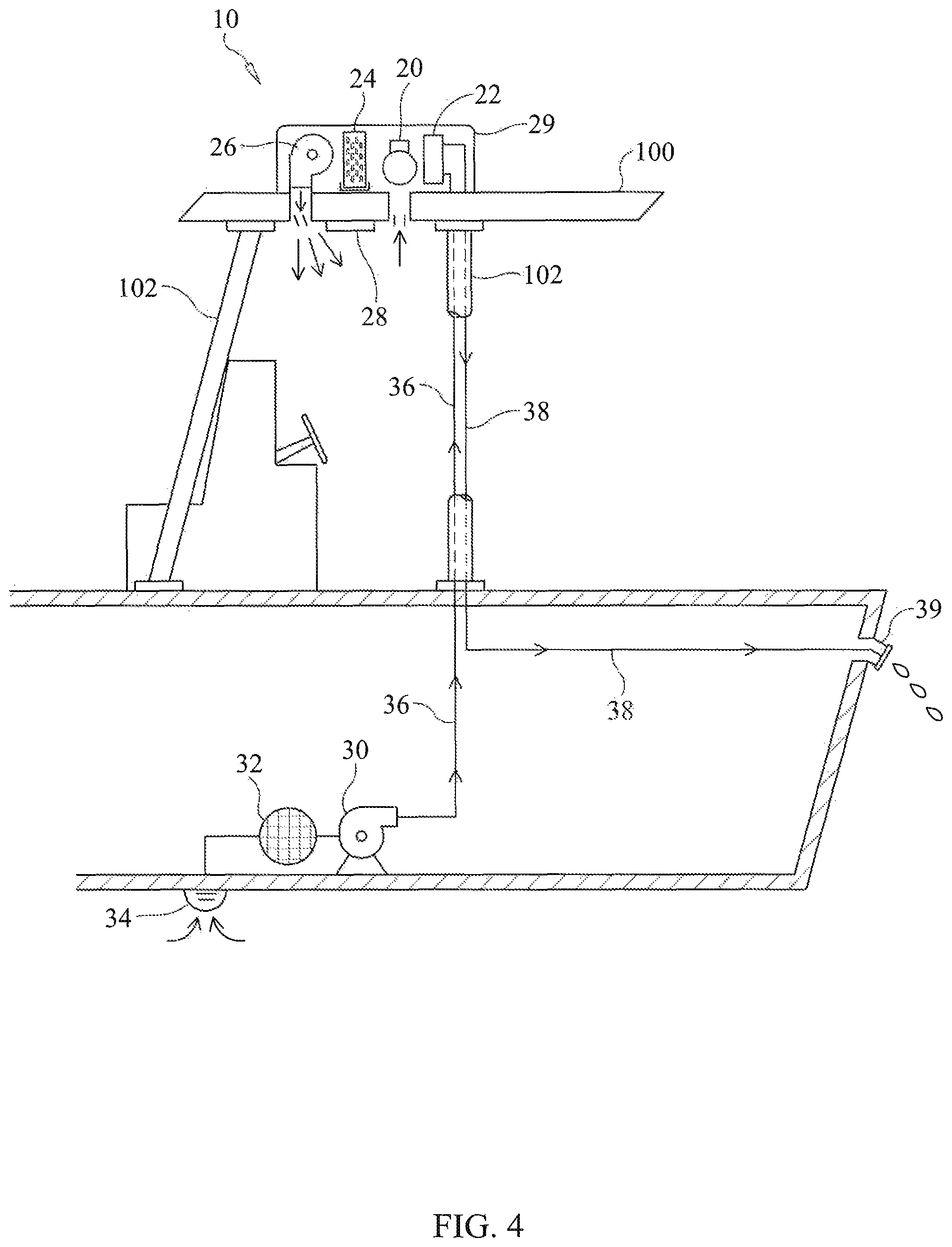 Patent US12377948 Figure 4 – T-top mounted marine air conditioning unit and enclosure