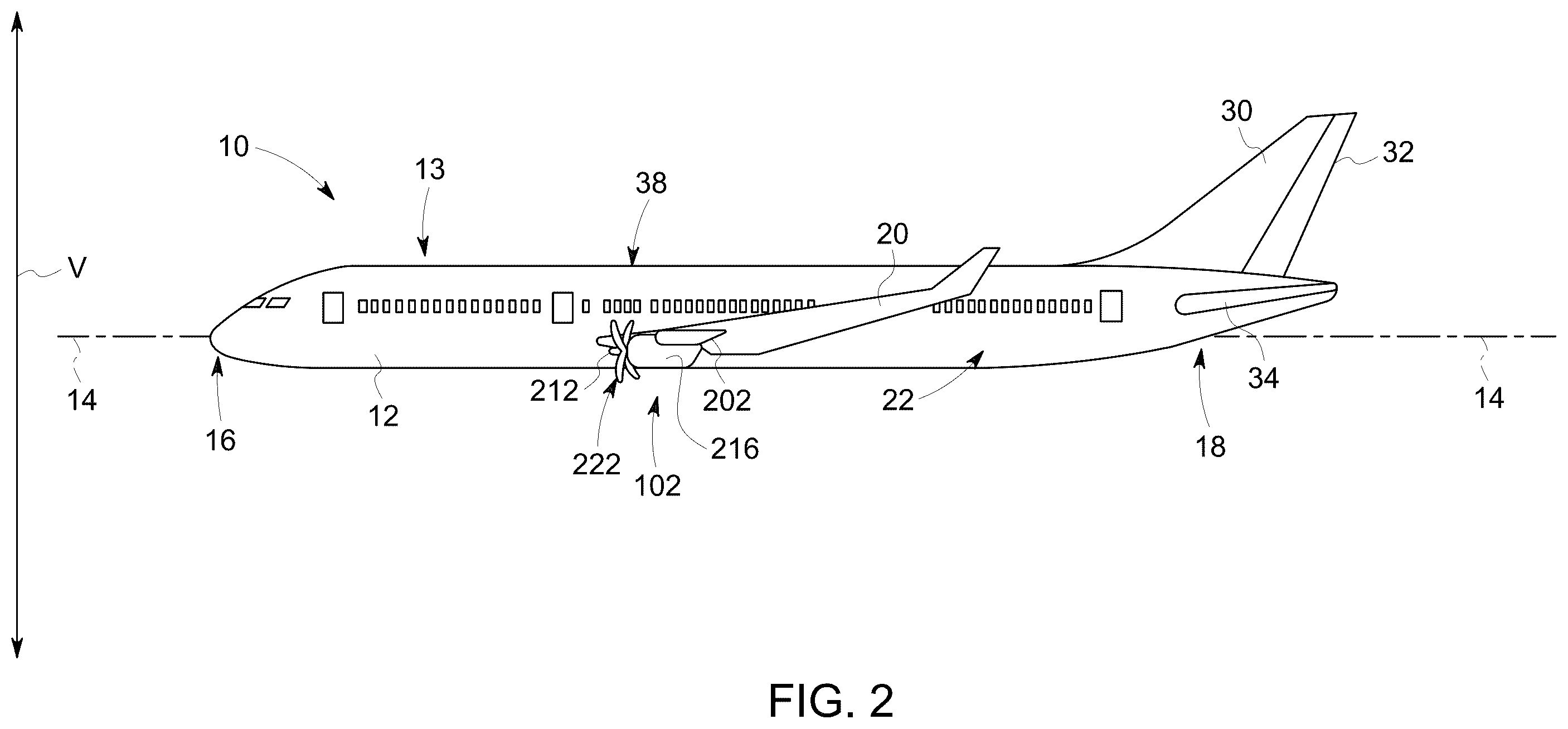 Patent US12377954 Figure 2 – Aircraft having an aircraft body including a feature