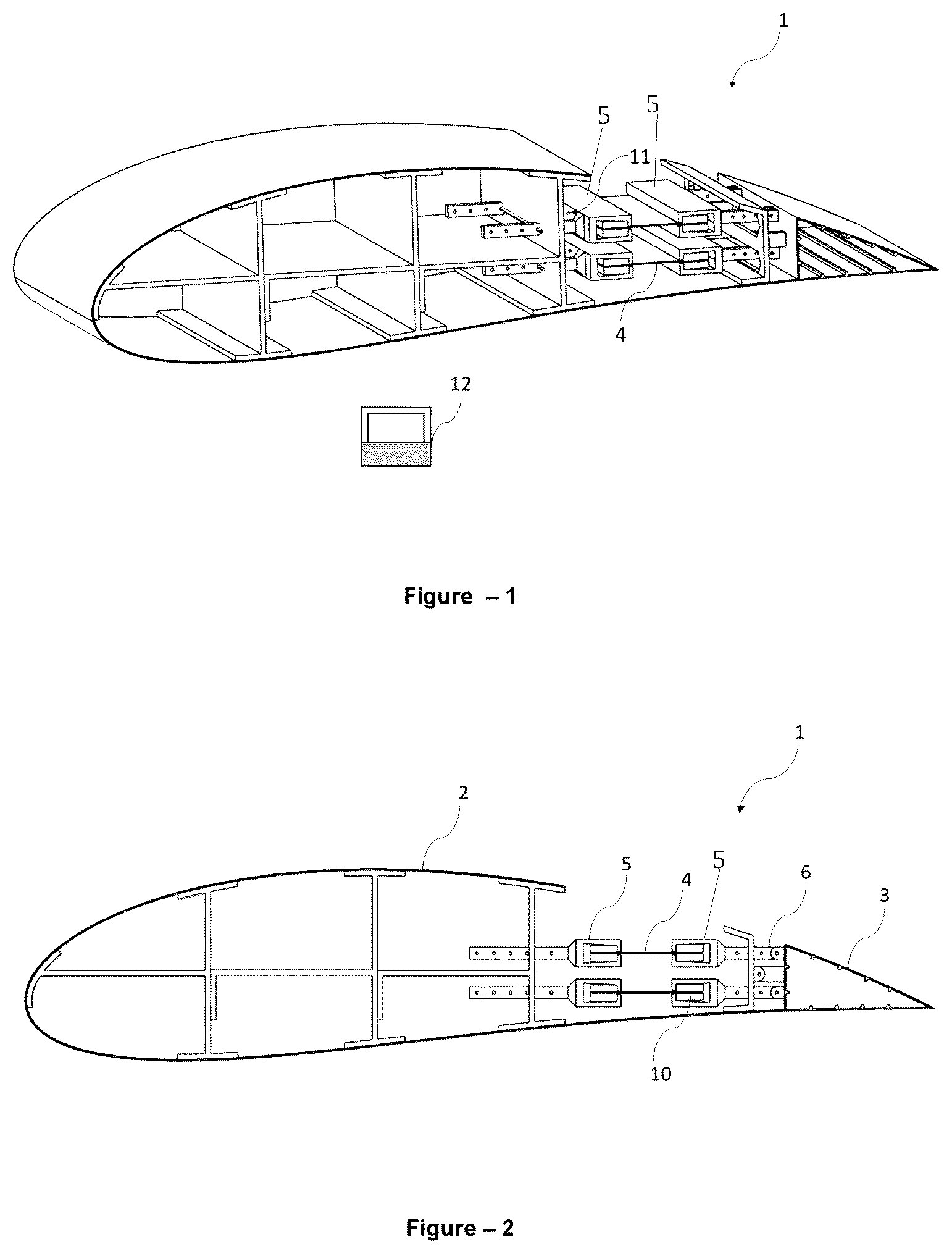 Patent US12377963 Figure 1 – Control surface system with actuator made of electroactive material