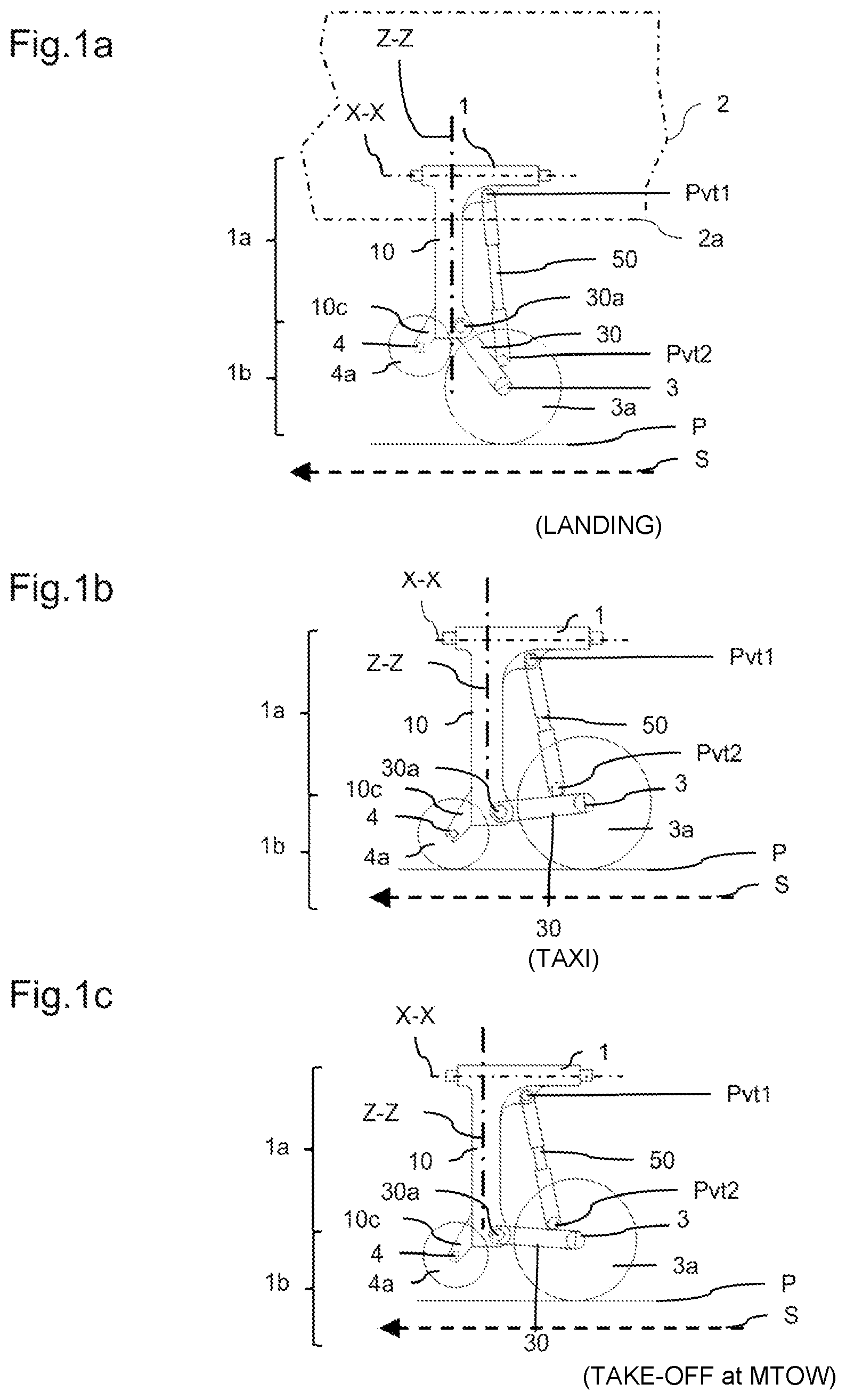 Patent US12377968 Figure 1 – Aircraft landing gear with a motorized wheel selectively positionable relative to a landing gear strut