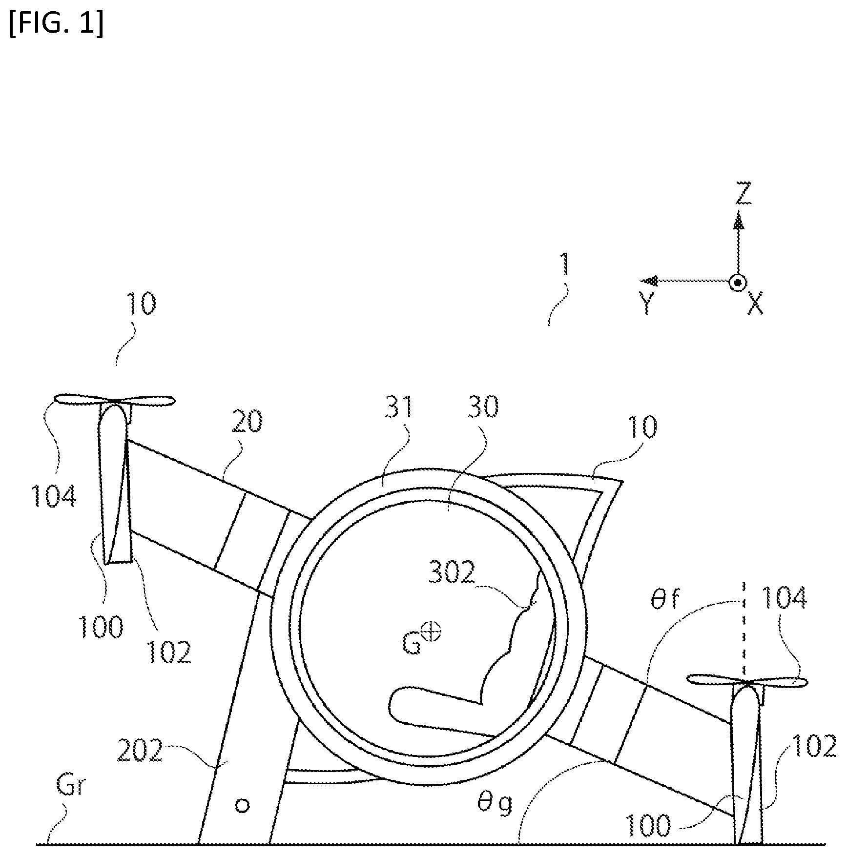 Patent US12377977 Figure 1 – Manned aircraft